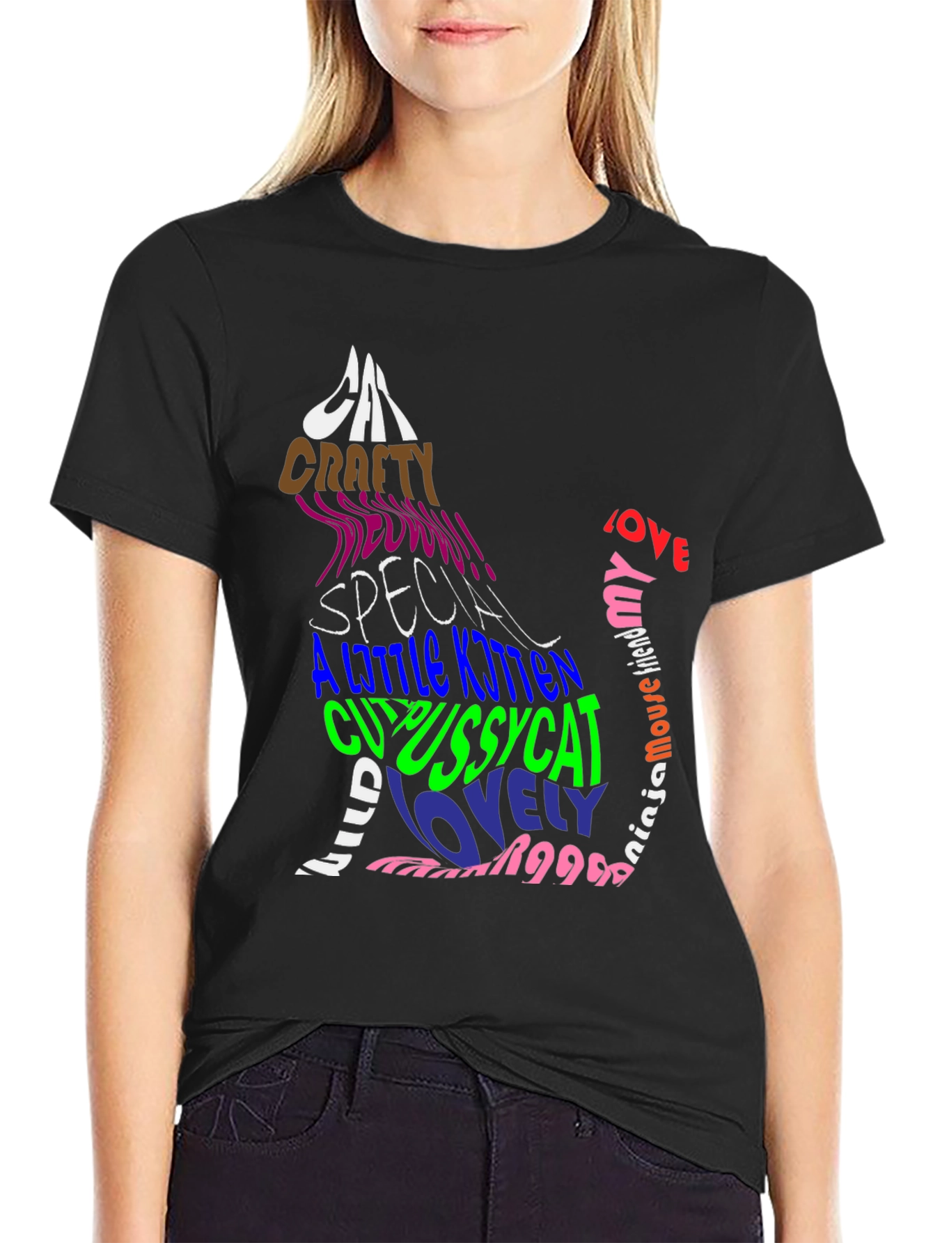 Cat Lover Graphic Tee - Stylish Word Art