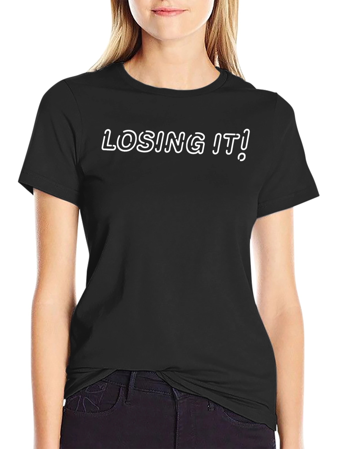 Losing It! Black Graphic T-Shirt - Funny Slogan Tee