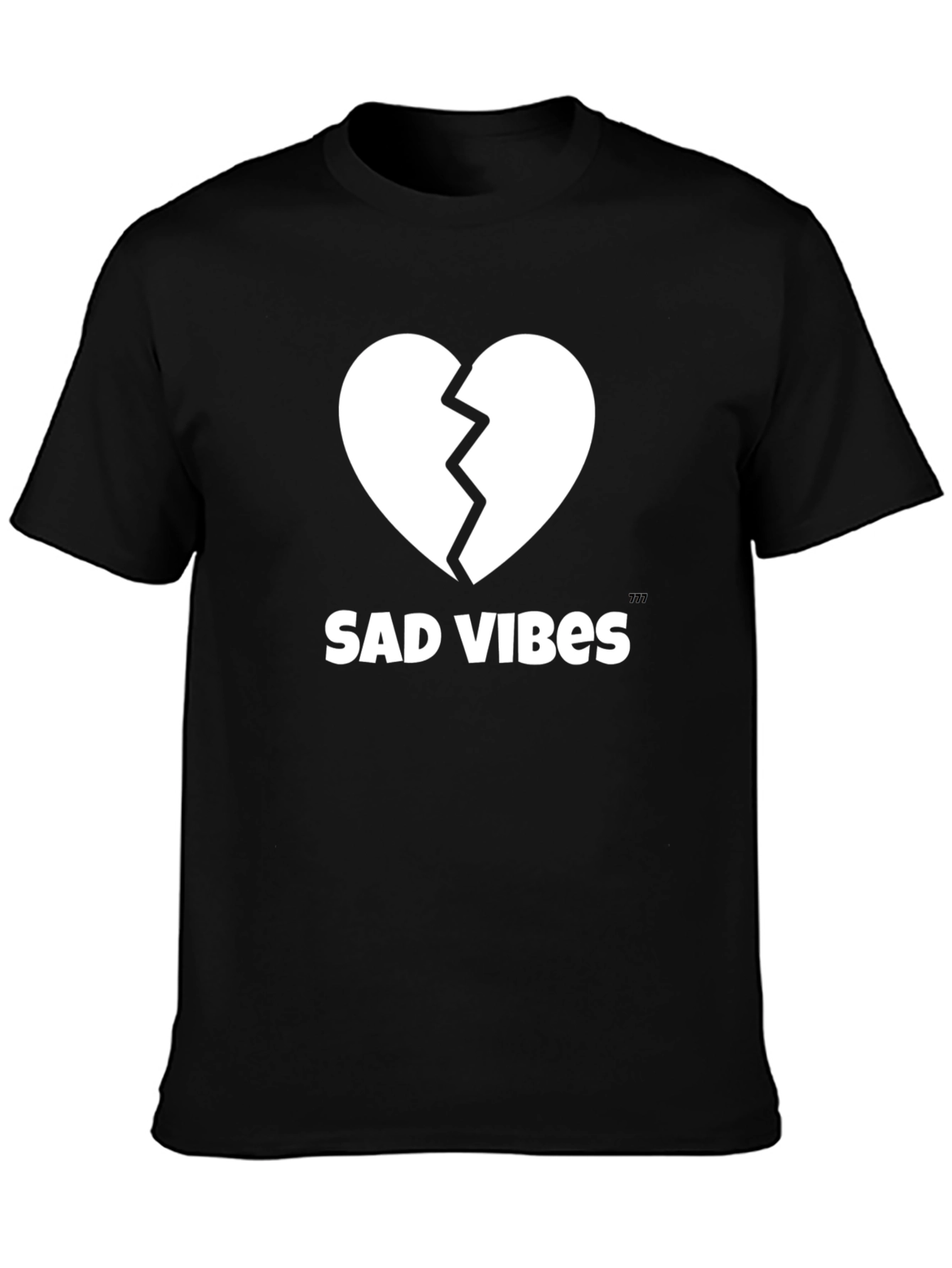 Sad Vibes Broken Heart Graphic Tee - Black