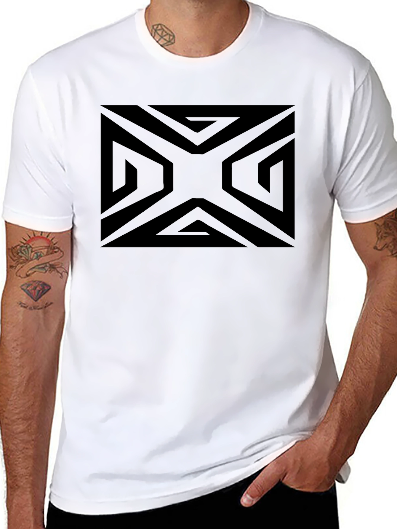Geometric Pattern Black T-Shirt