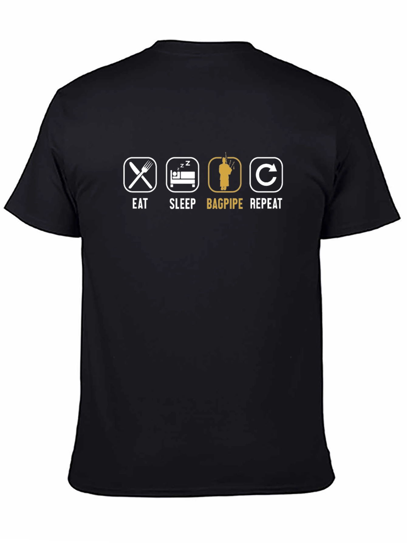 Eat Sleep Bagpipe Repeat Black T-Shirt