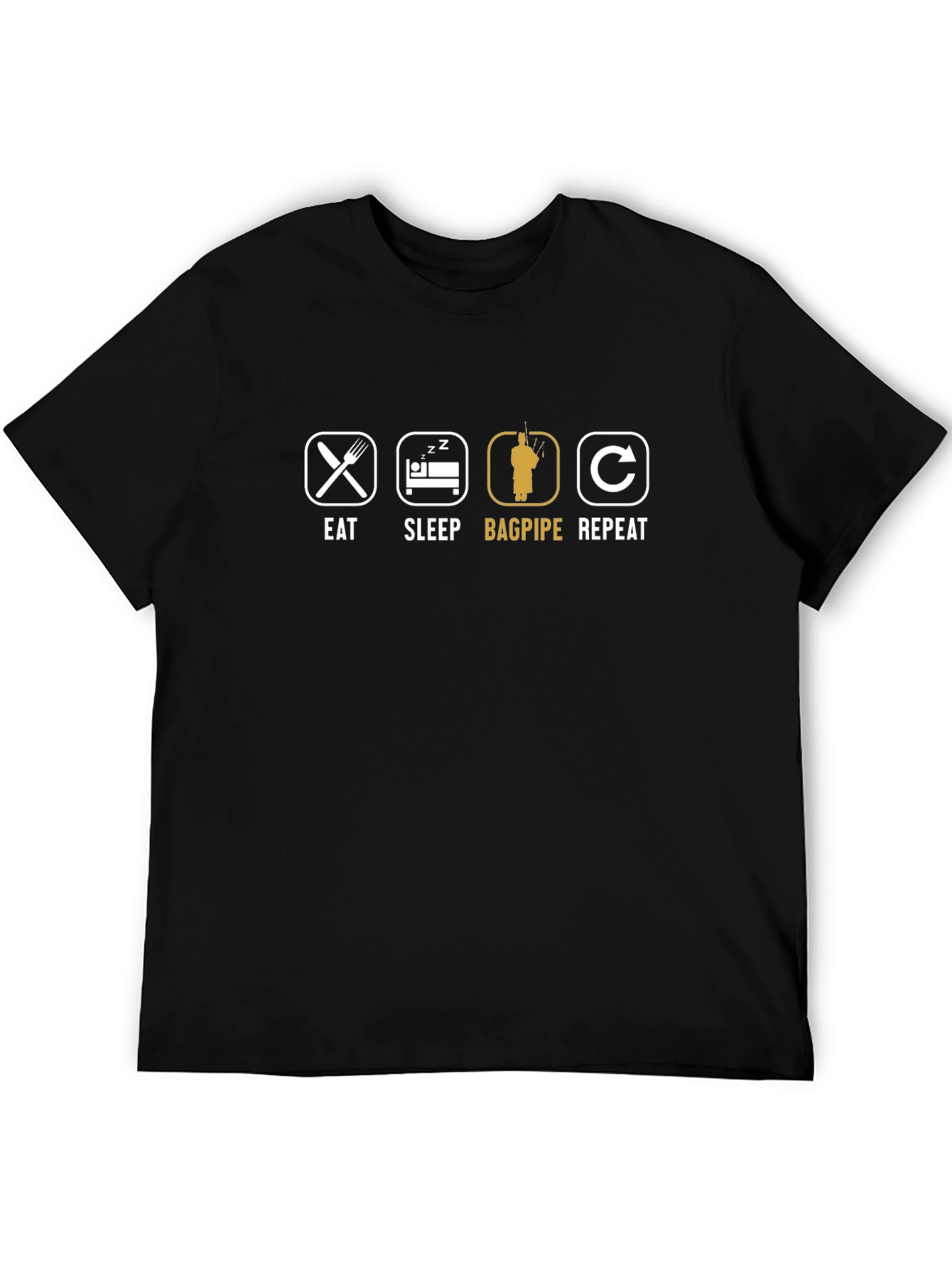 Eat Sleep Bagpipe Repeat Black T-Shirt