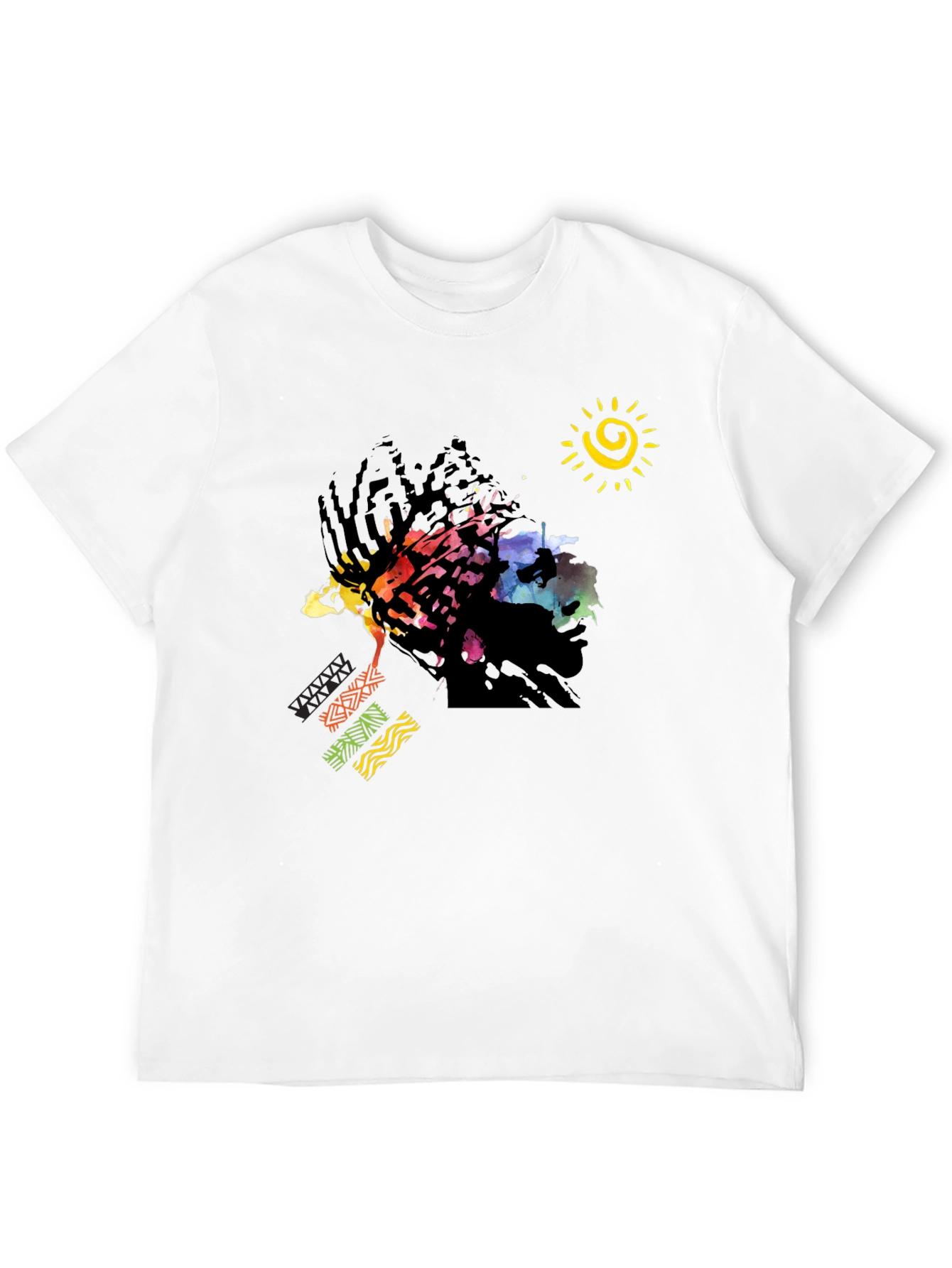 Abstract Afro Art Graphic T-Shirt - Black