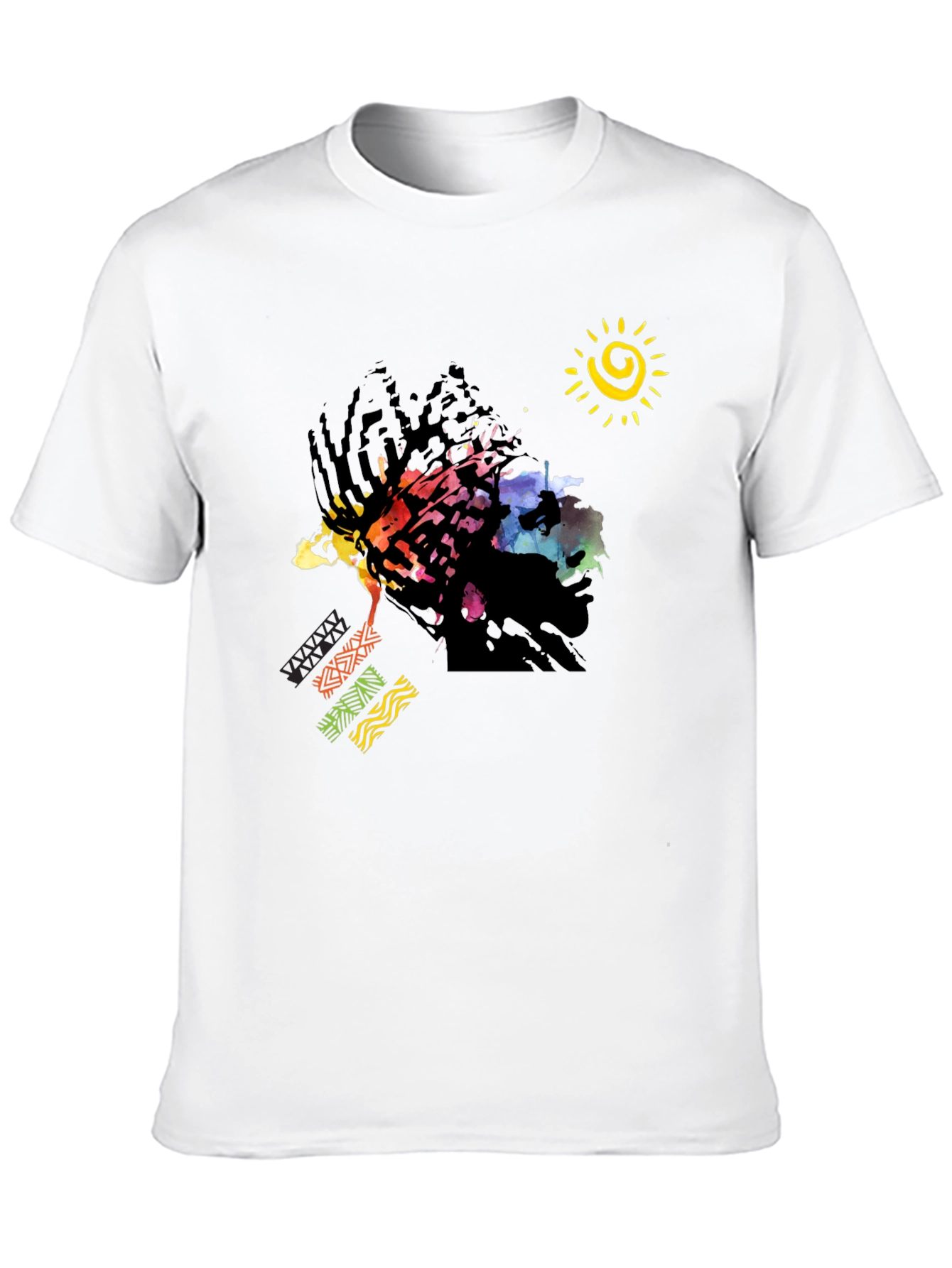 Abstract Afro Art Graphic T-Shirt - Black
