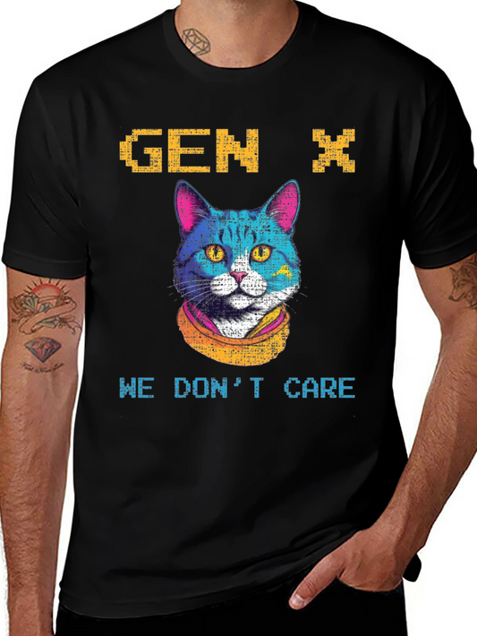 Gen X Cat Graphic T-Shirt - We Dont Care Tee
