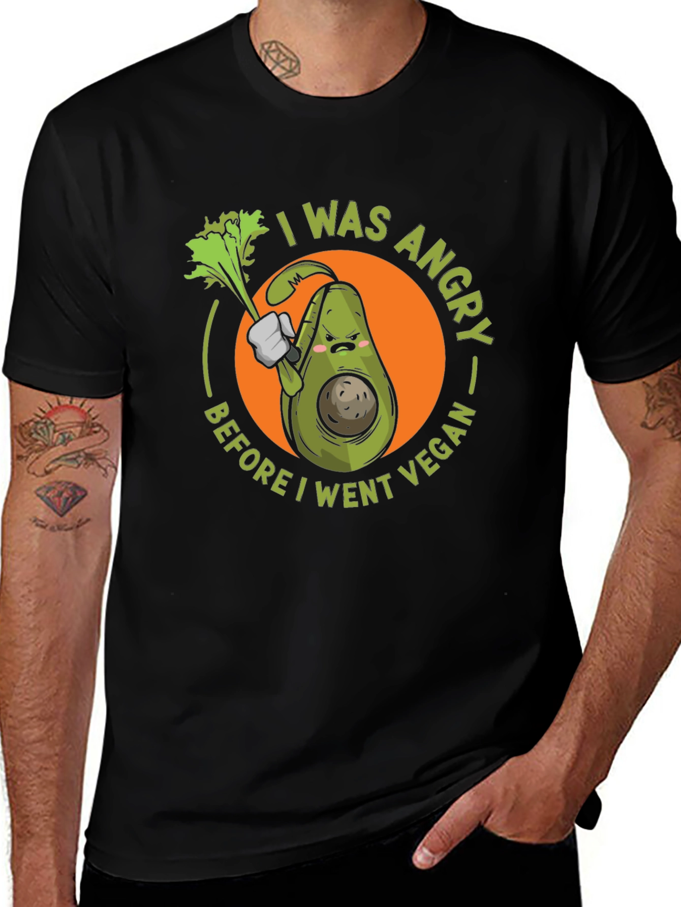 Angry Vegan Avocado T-Shirt - Funny Vegetarian Tee