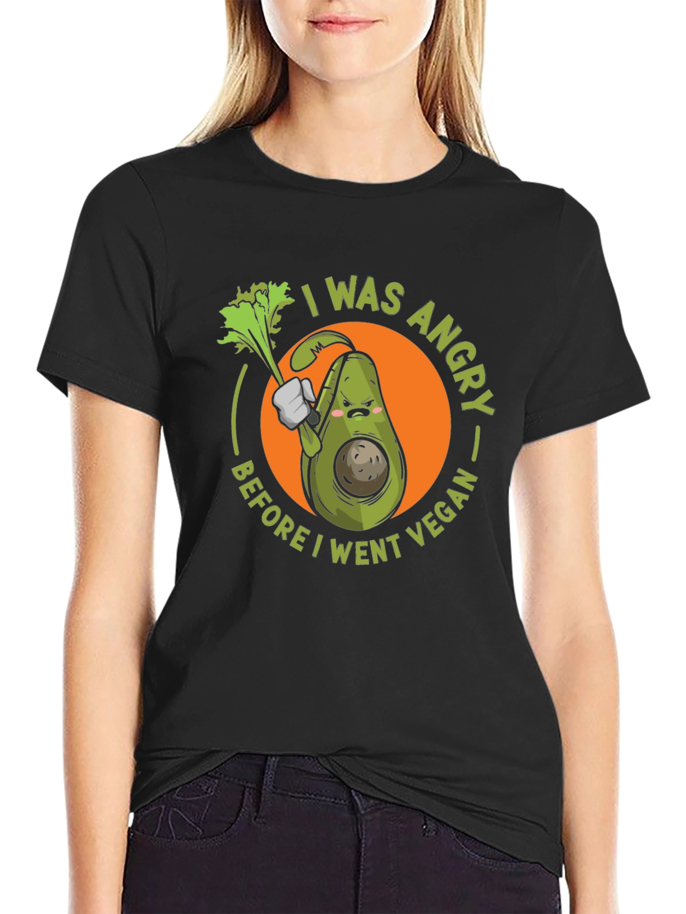 Angry Vegan Avocado T-Shirt - Funny Vegetarian Tee