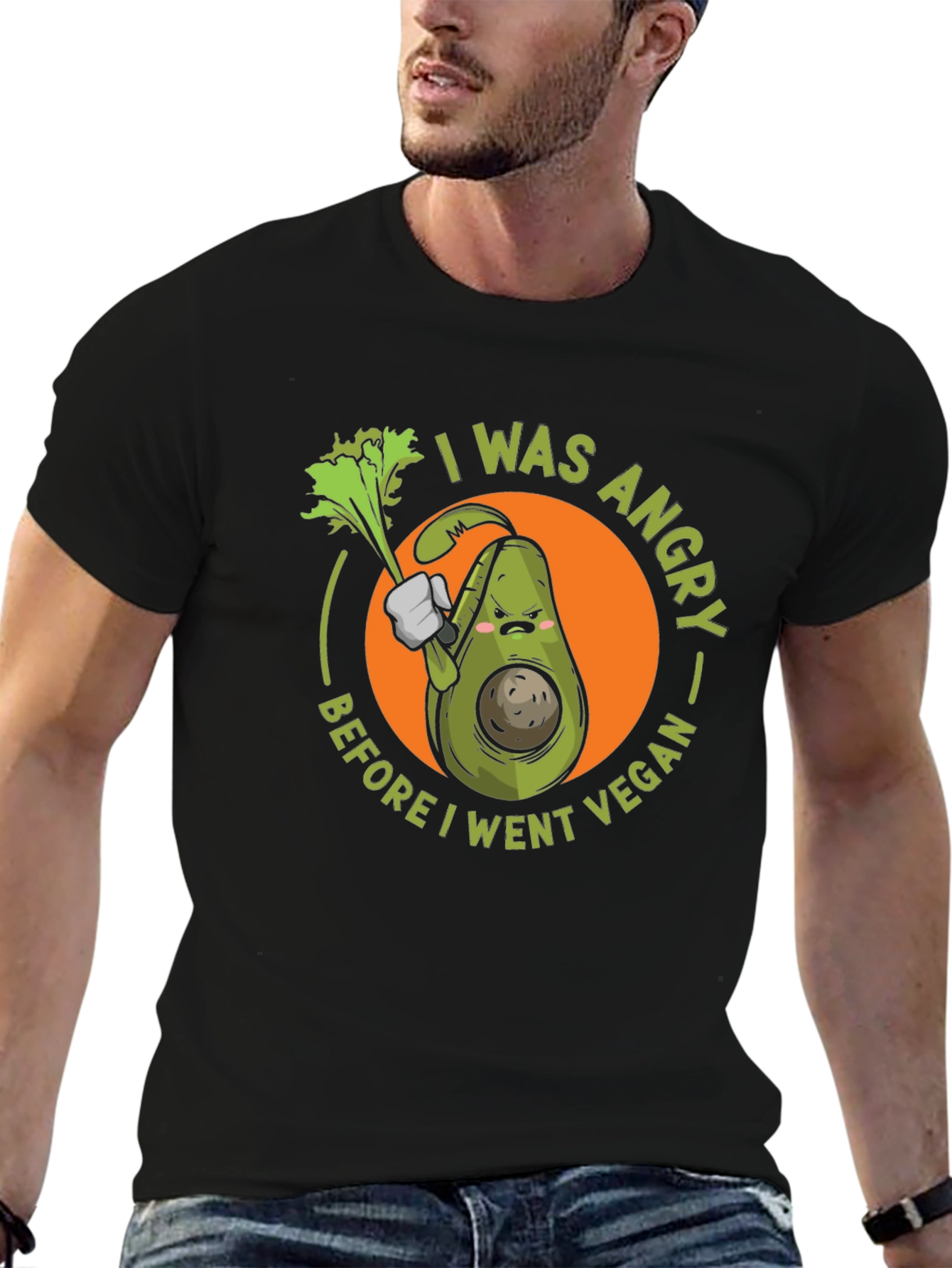 Angry Vegan Avocado T-Shirt - Funny Vegetarian Tee