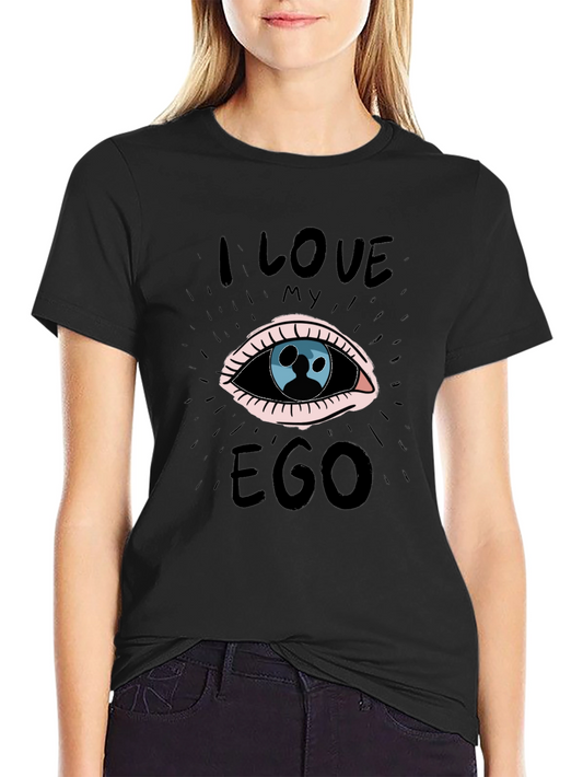 I Love My Ego Graphic Tee - Black Cotton T-Shirt