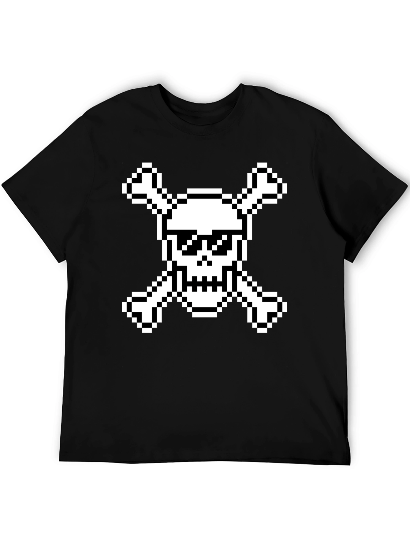 Pixel Pirate Skull & Crossbones Black Graphic Tee