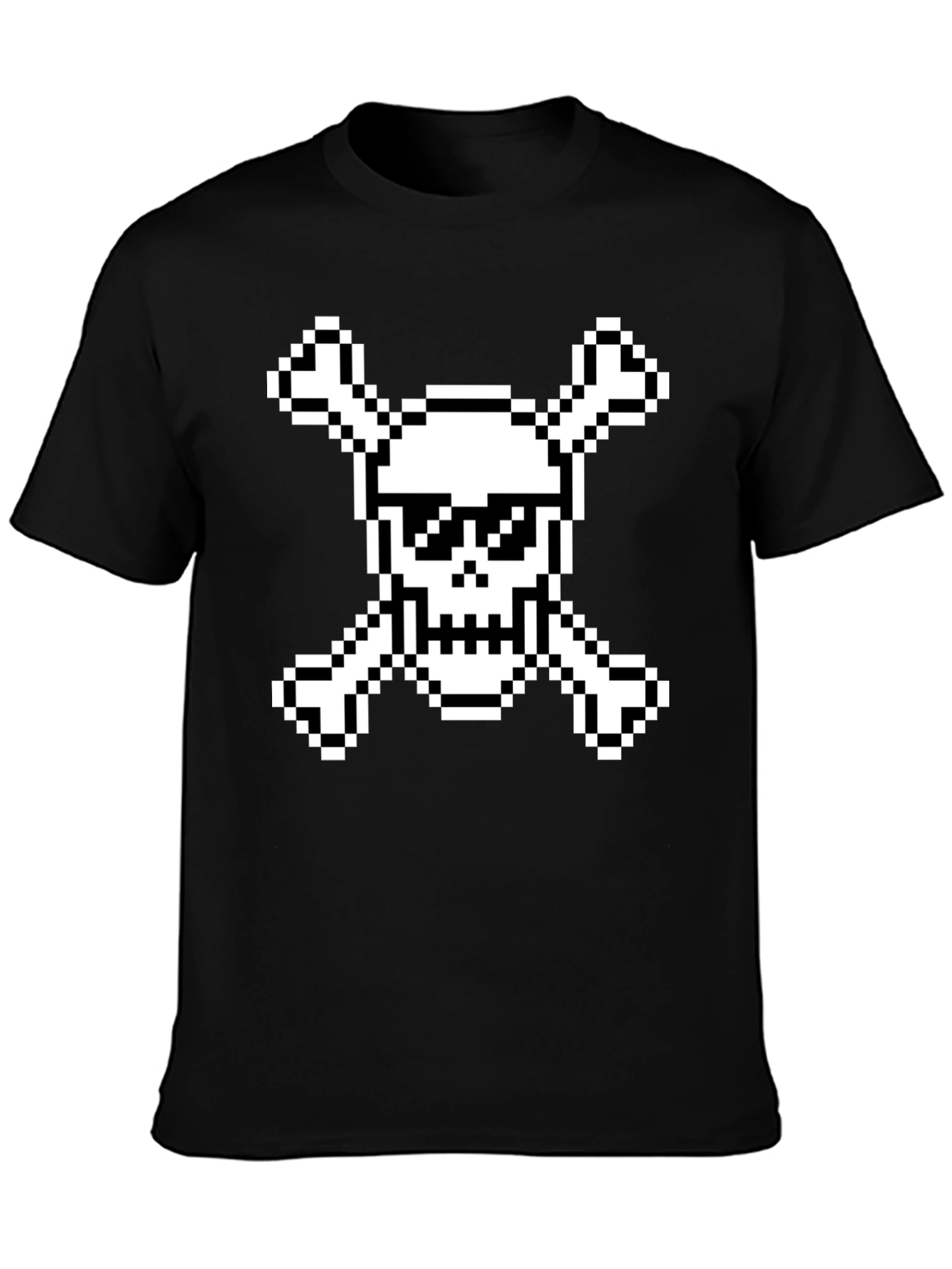 Pixel Pirate Skull & Crossbones Black Graphic Tee