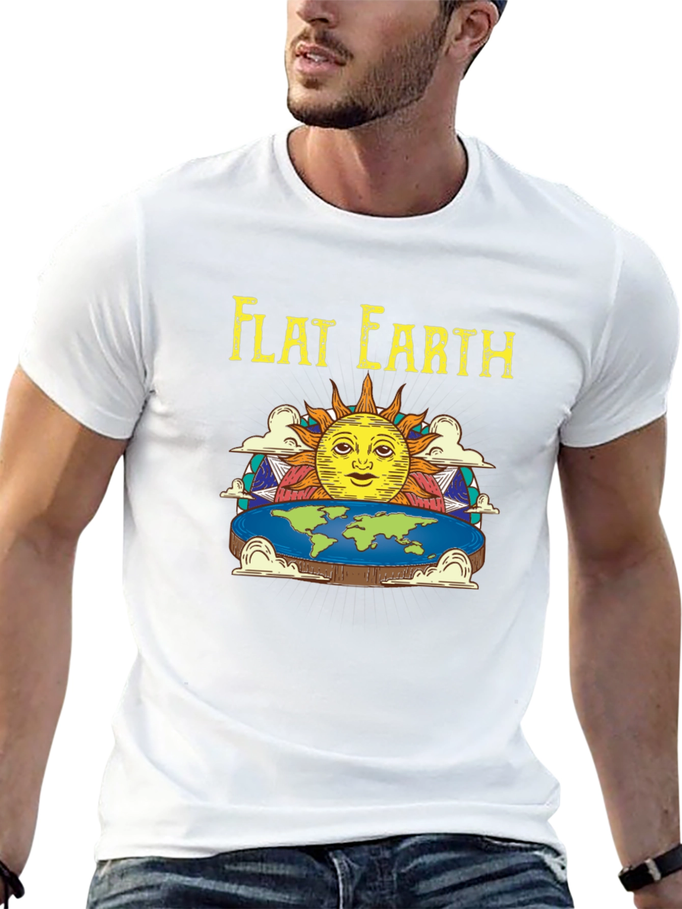 Flat Earth Graphic Tee - Statement T-Shirt