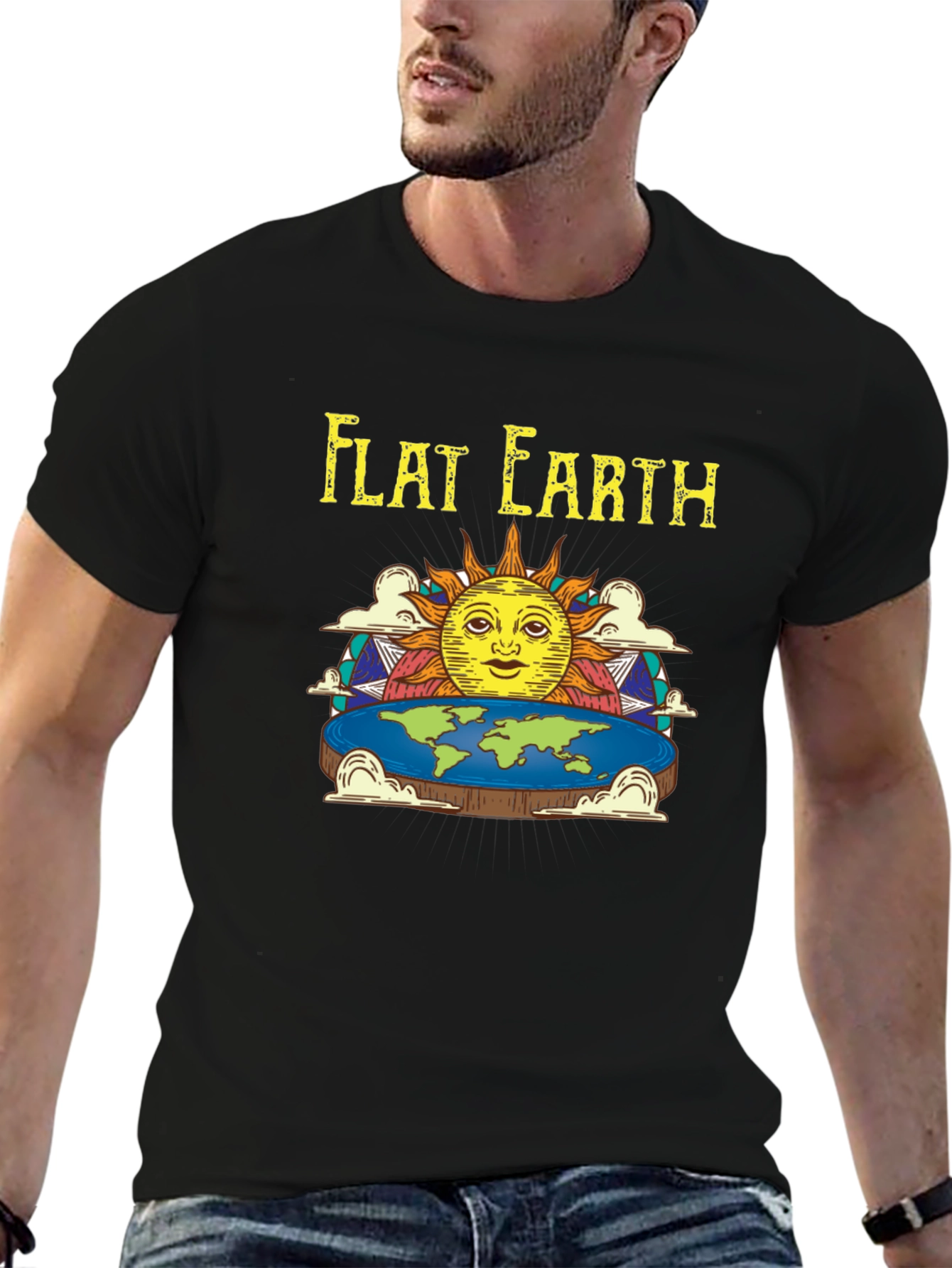 Flat Earth Graphic Tee - Statement T-Shirt