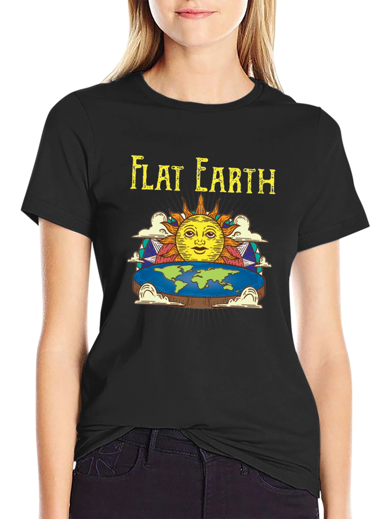 Flat Earth Graphic Tee - Statement T-Shirt