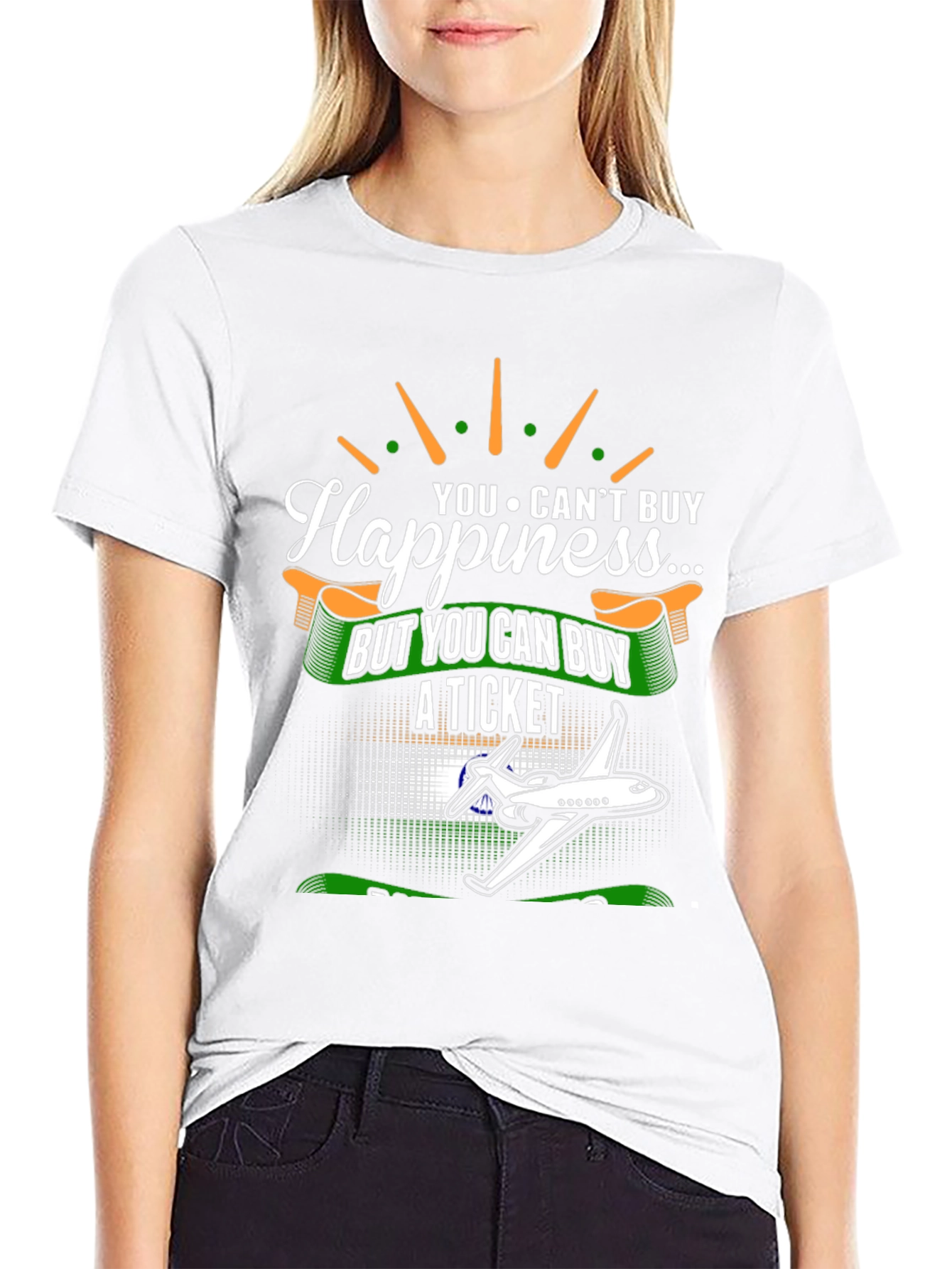 Happiness Ticket T-Shirt - Airplane Graphic Tee