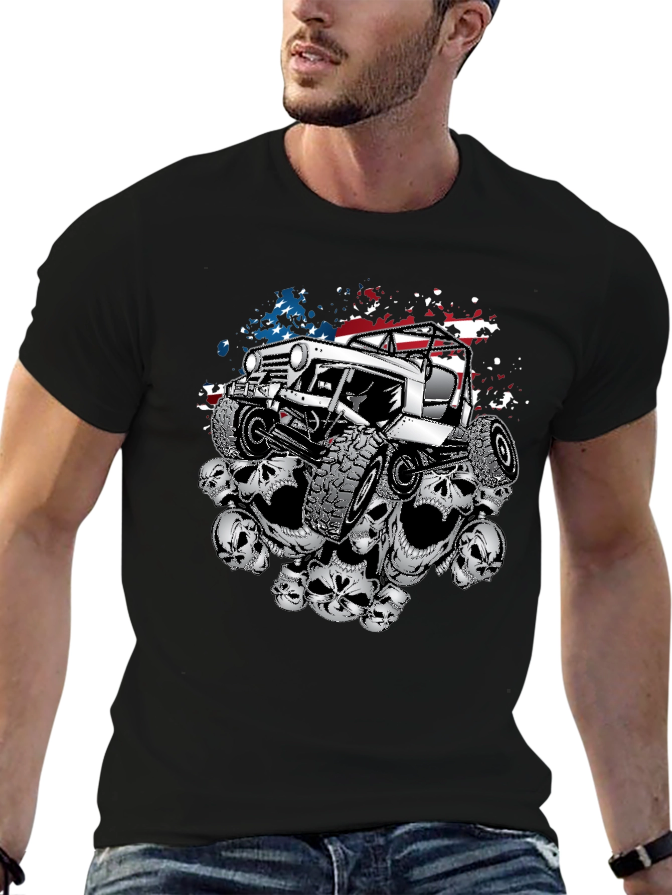 Patriotic Skull Jeep T-Shirt