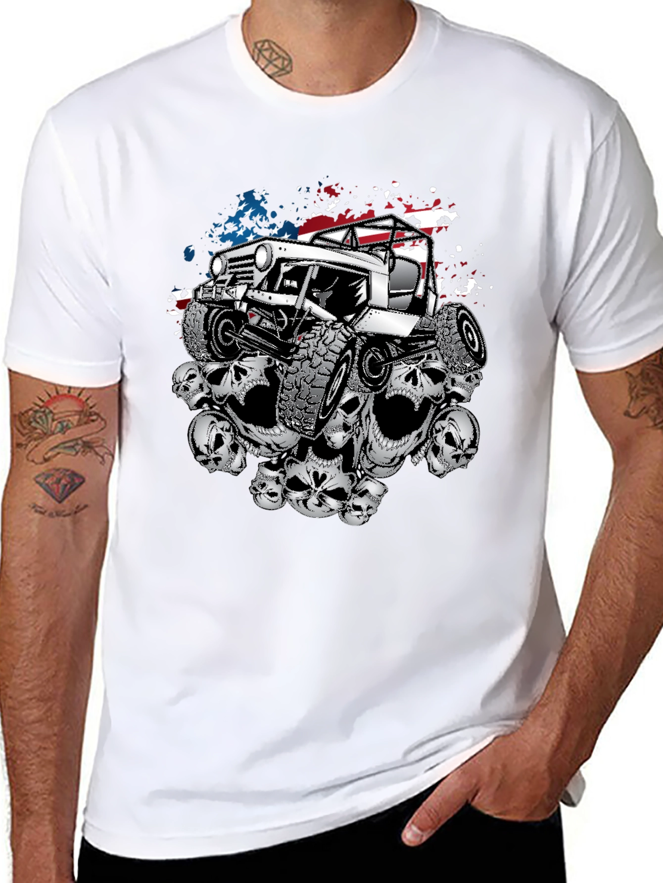 Patriotic Skull Jeep T-Shirt