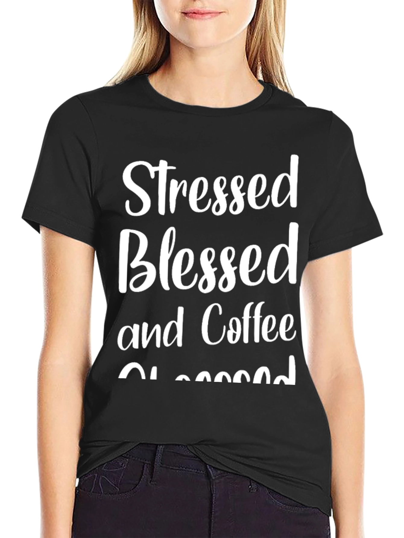 Stressed Blessed Coffee Obsessed Graphic Tee