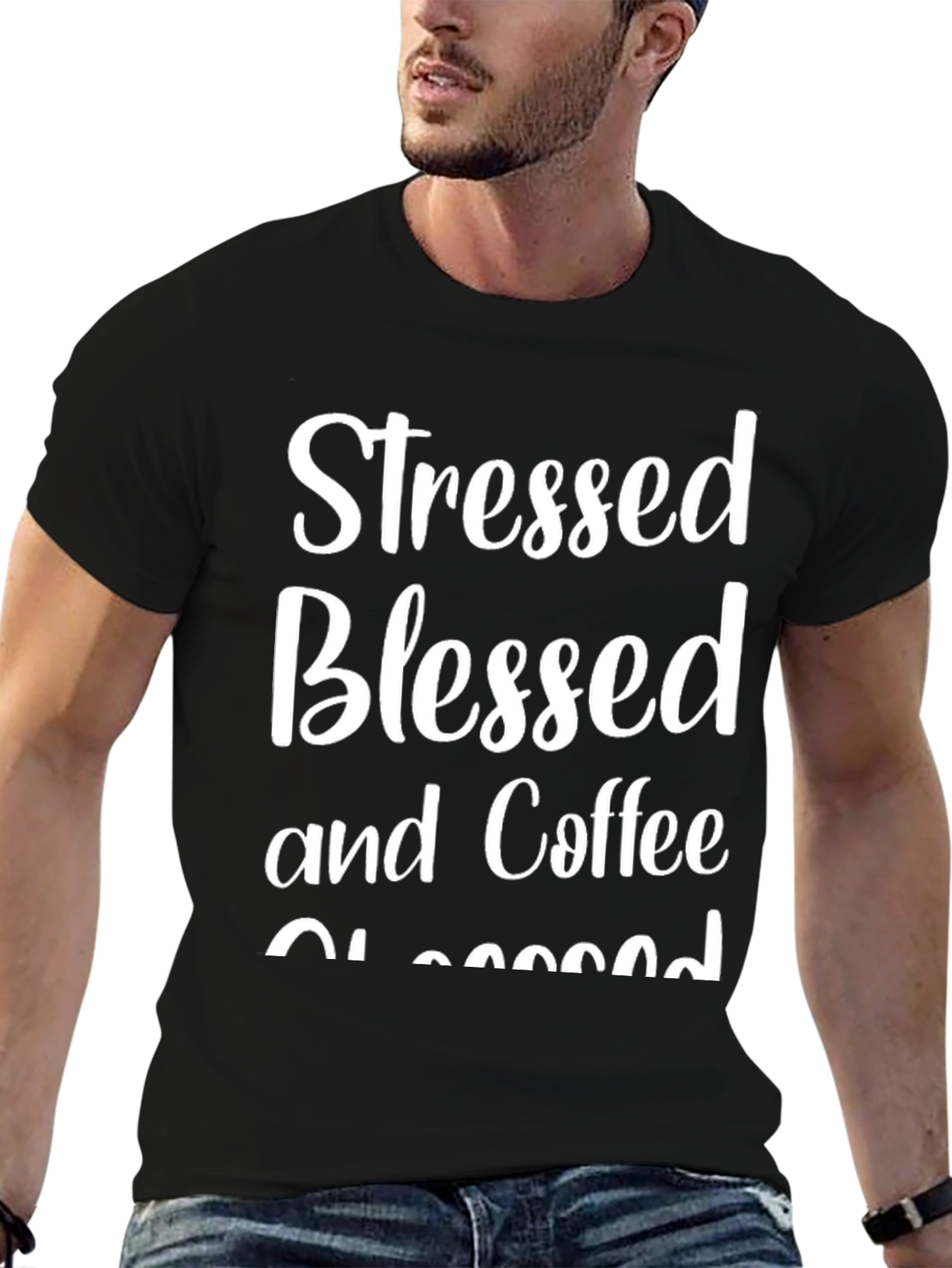 Stressed Blessed Coffee Obsessed Graphic Tee