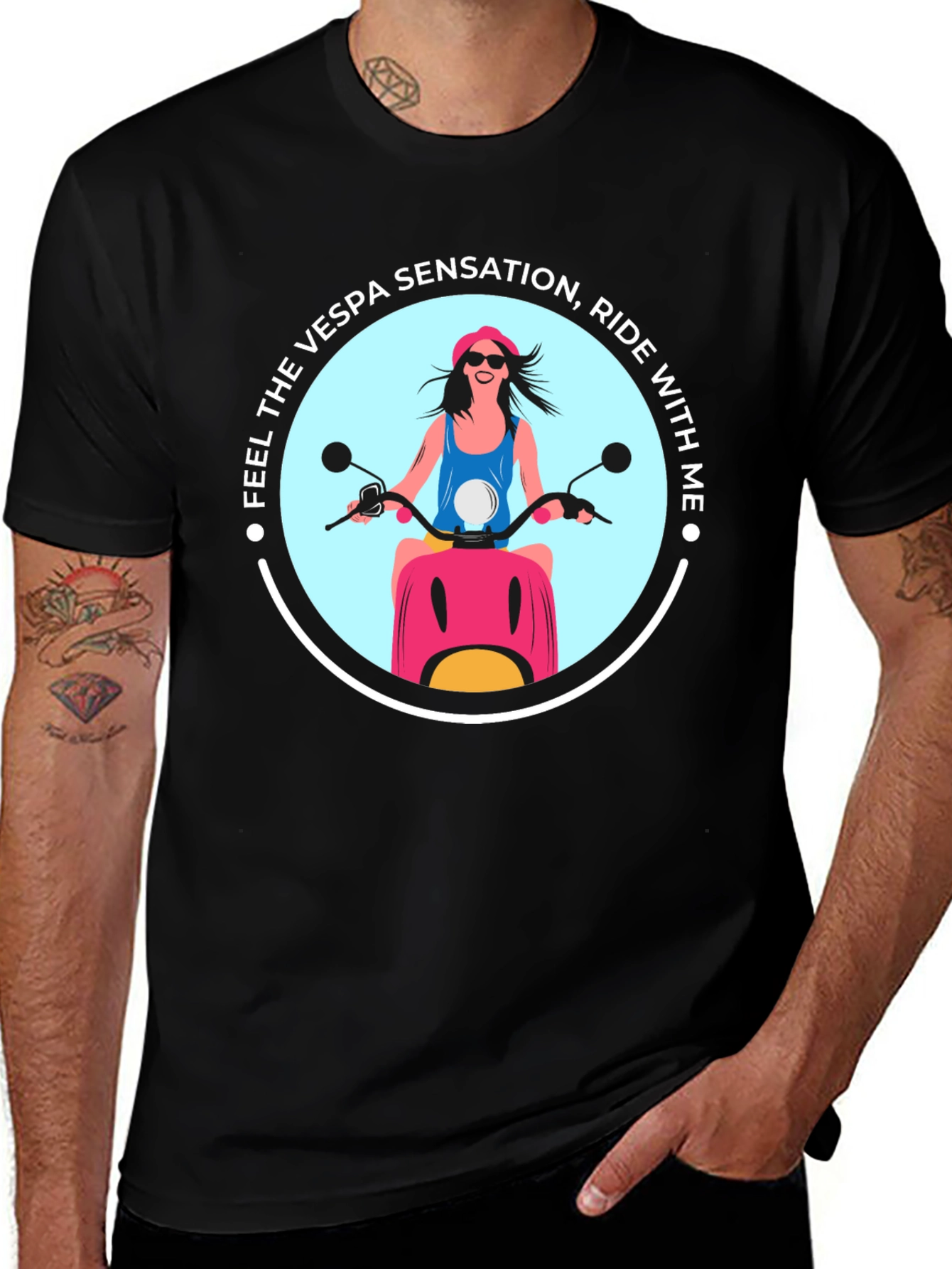 Vespa Sensation Ride T-Shirt - Black
