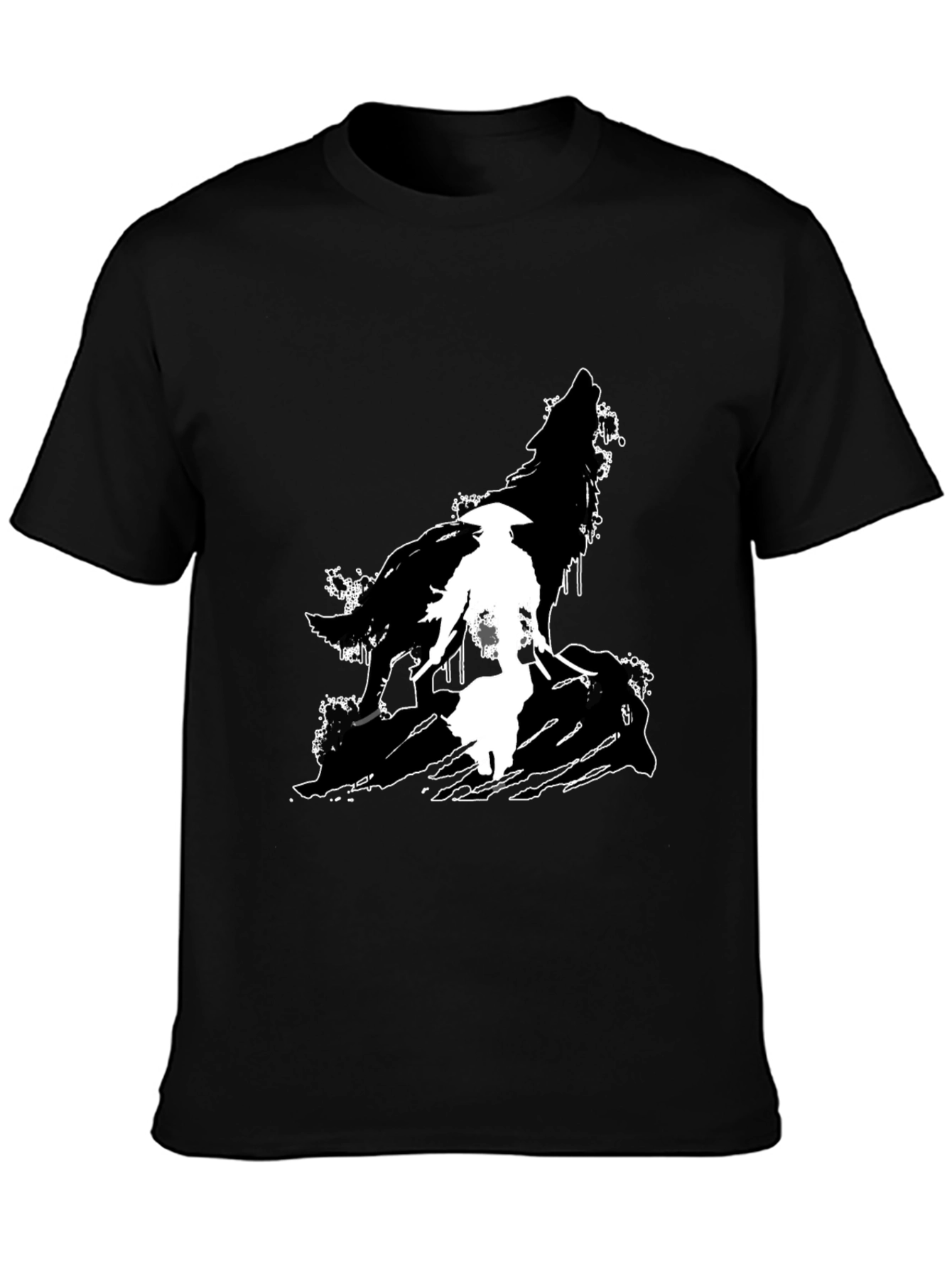Wolf Silhouette Graphic T-Shirt - Black