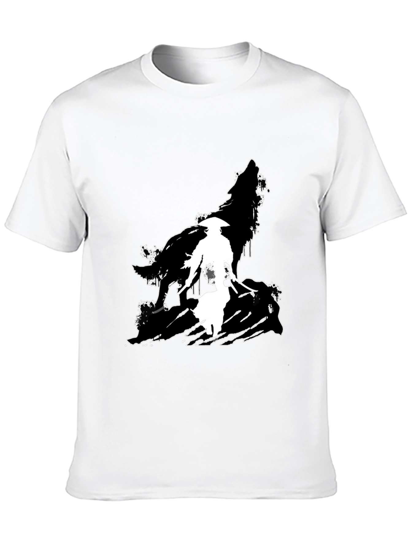 Wolf Silhouette Graphic T-Shirt - Black