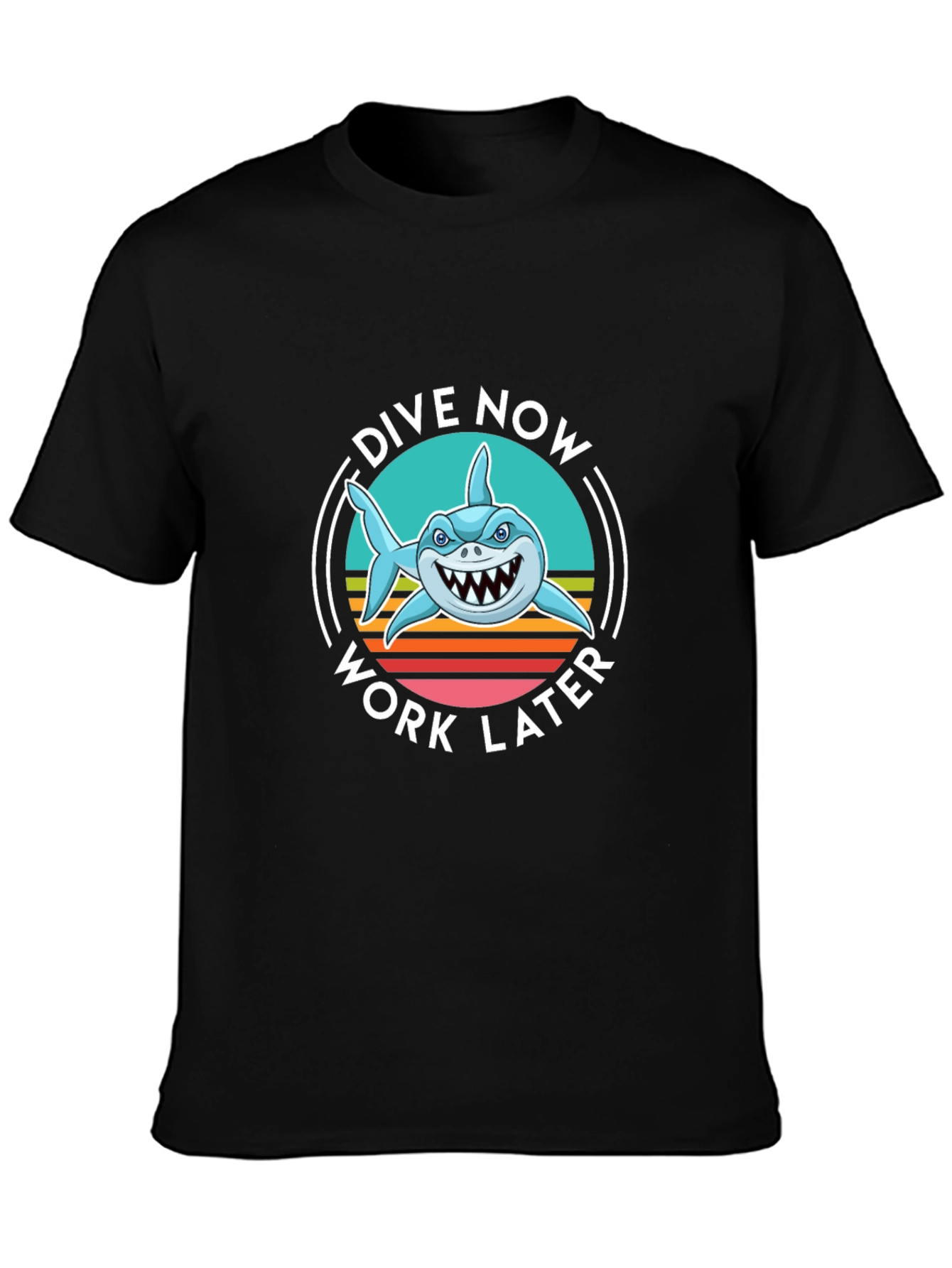 Dive Now Work Later Shark Graphic Tee