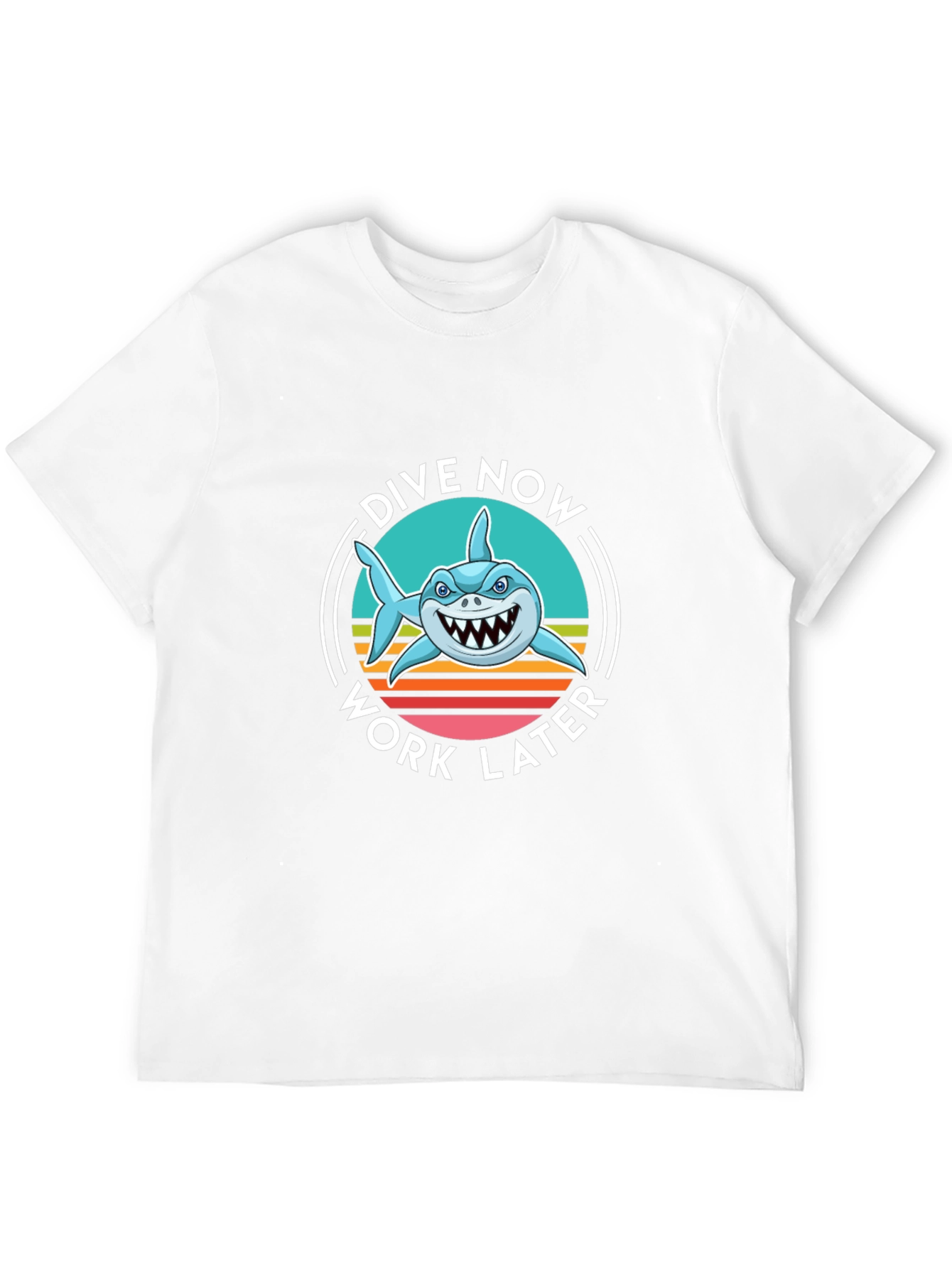 Dive Now Work Later Shark Graphic Tee