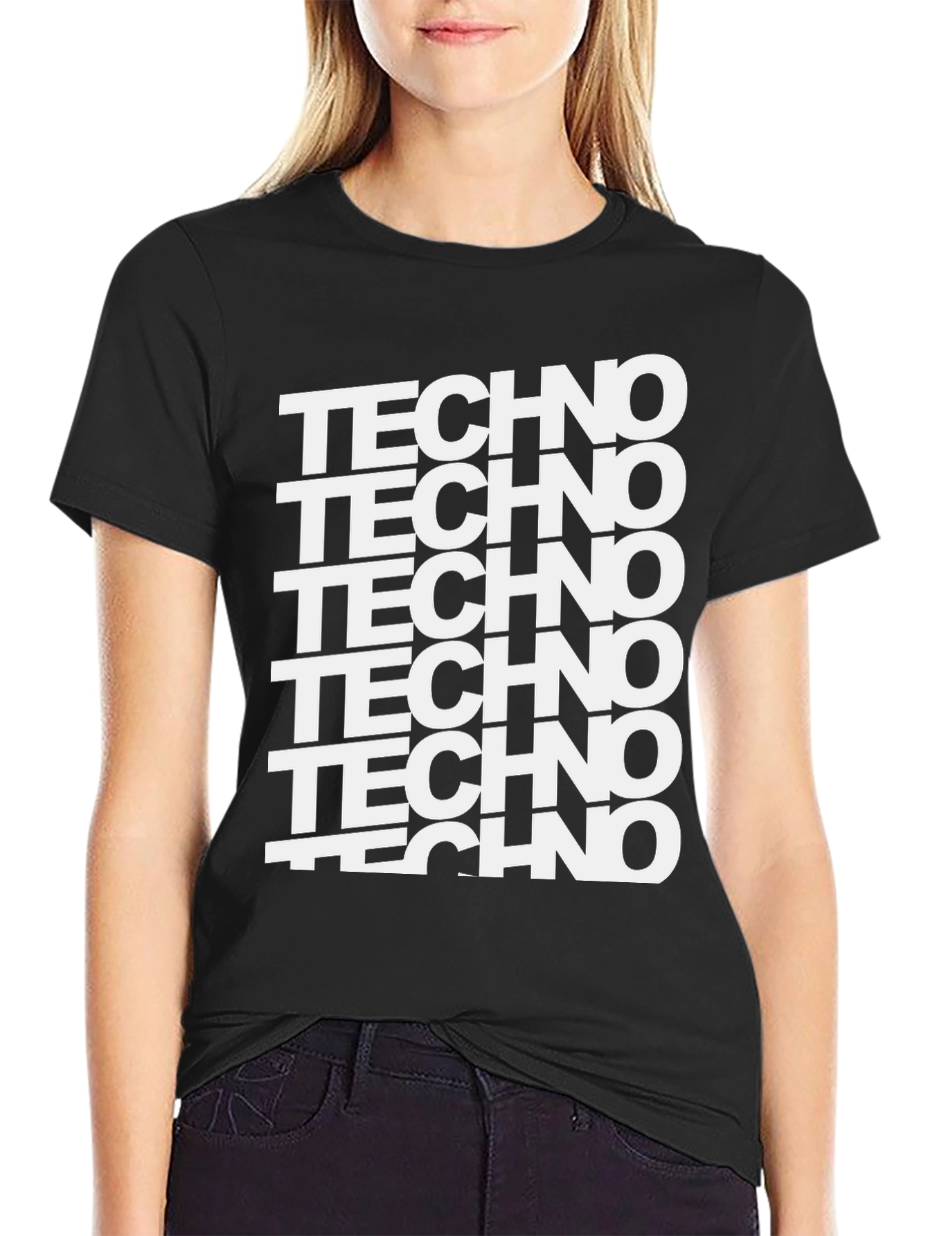 Techno Graphic Print Black T-Shirt