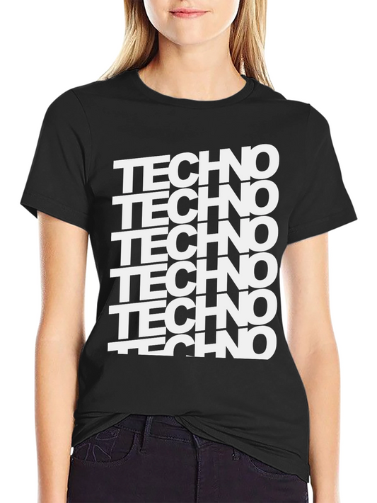 Techno Graphic Print Black T-Shirt