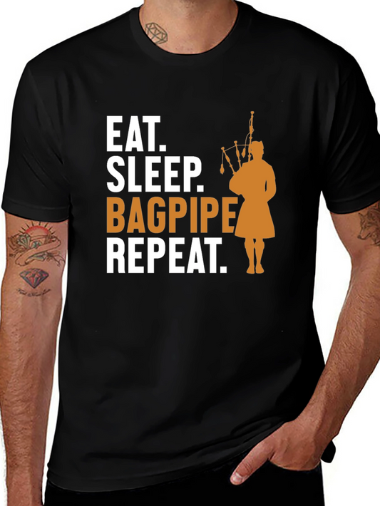 Eat Sleep Bagpipe Repeat T-Shirt - Black