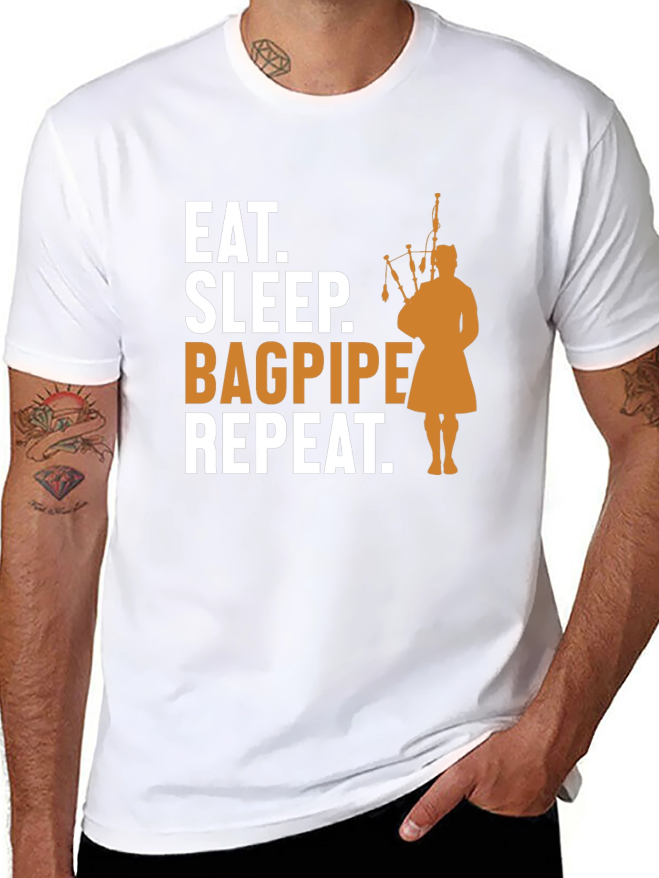 Eat Sleep Bagpipe Repeat T-Shirt - Black