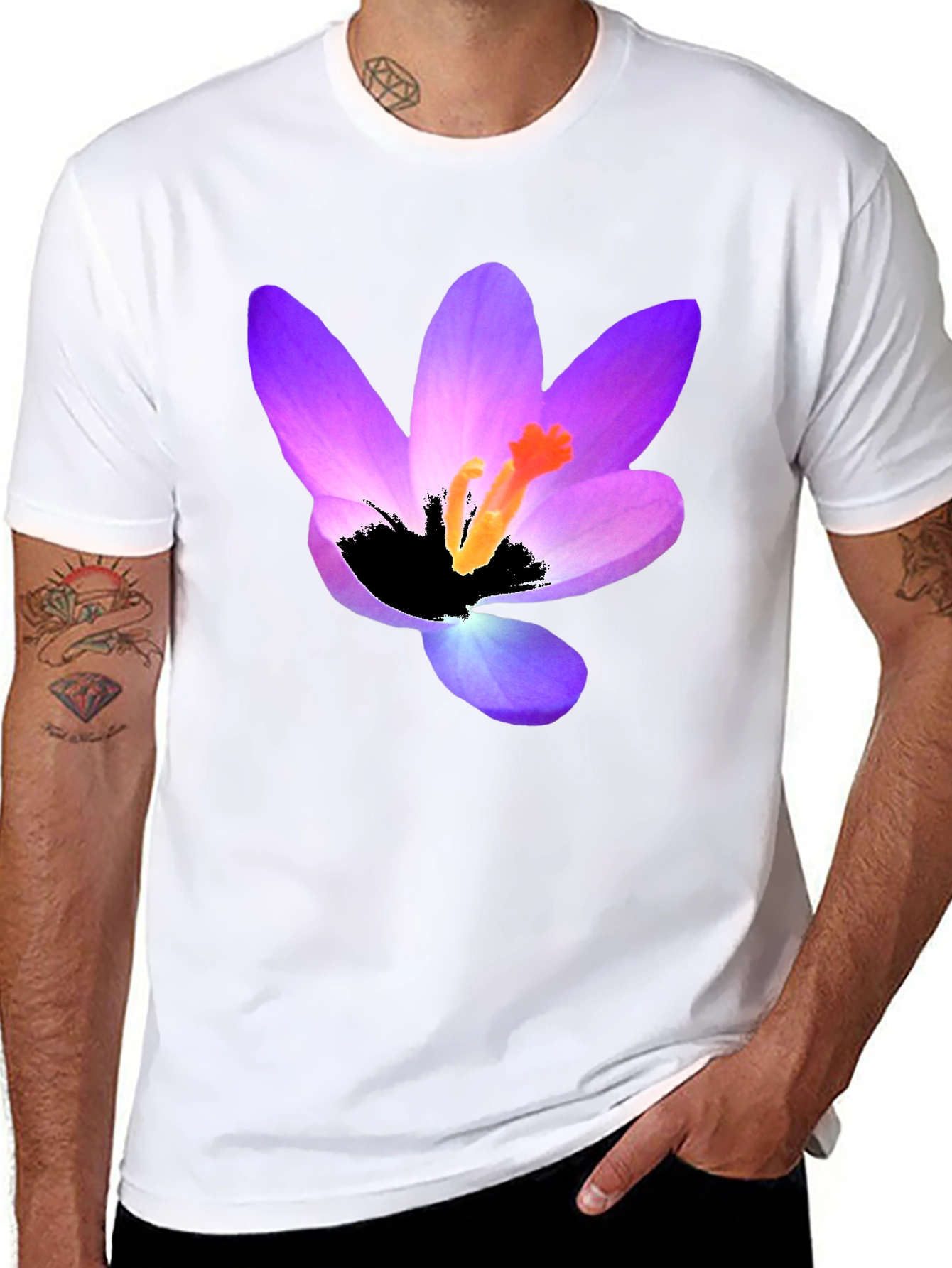 Floral Print Black T-Shirt - Stylish Mens Tee