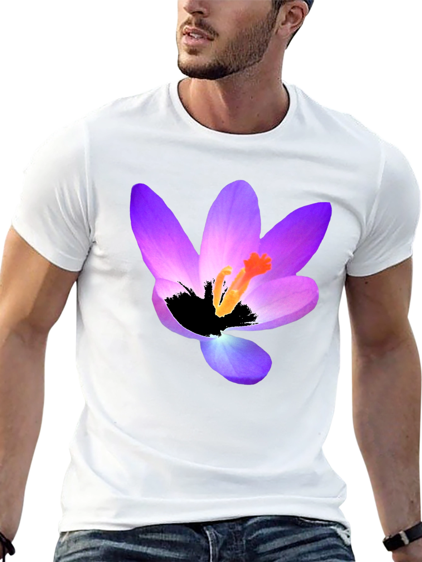 Floral Print Black T-Shirt - Stylish Mens Tee