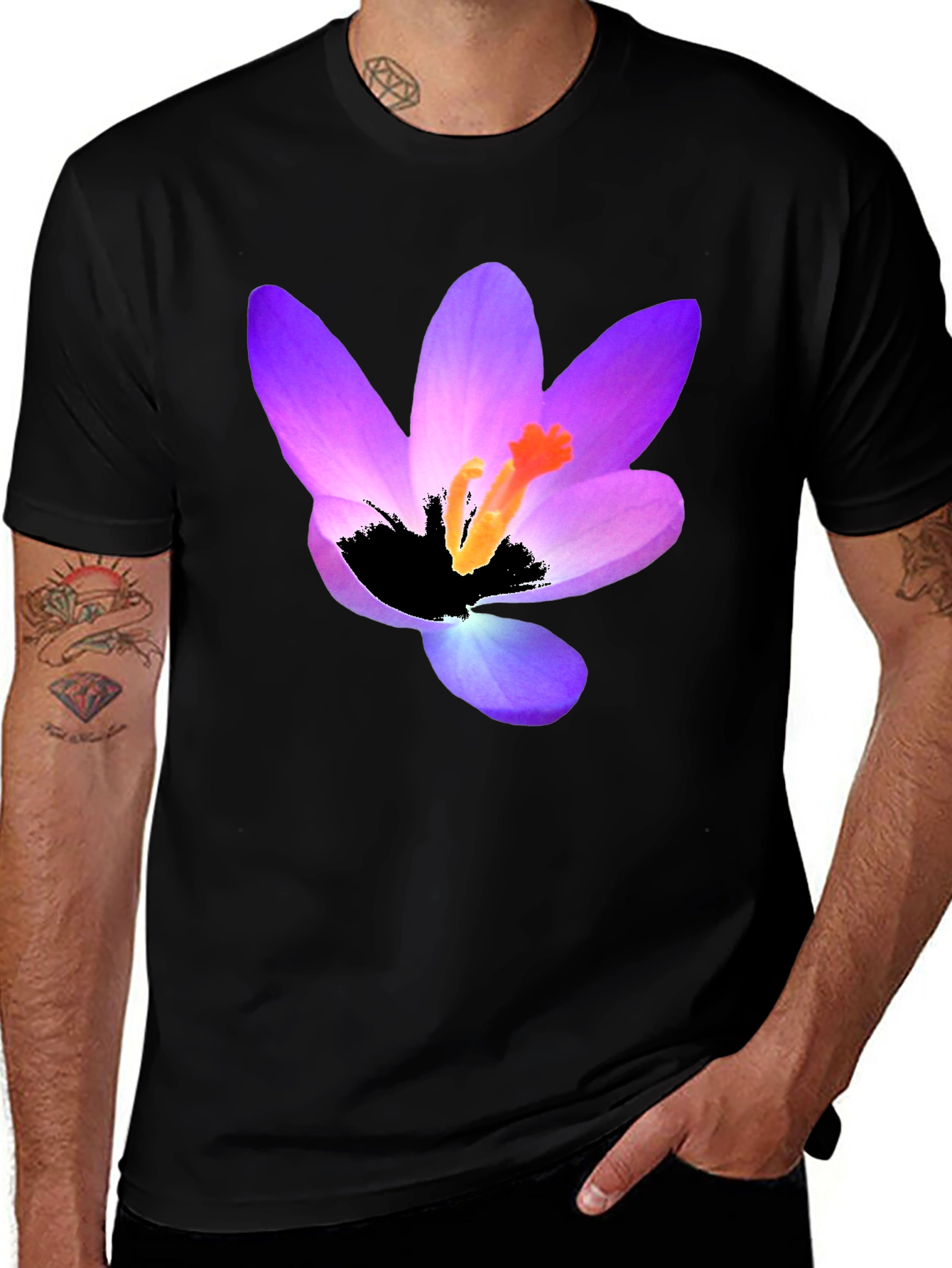 Floral Print Black T-Shirt - Stylish Mens Tee