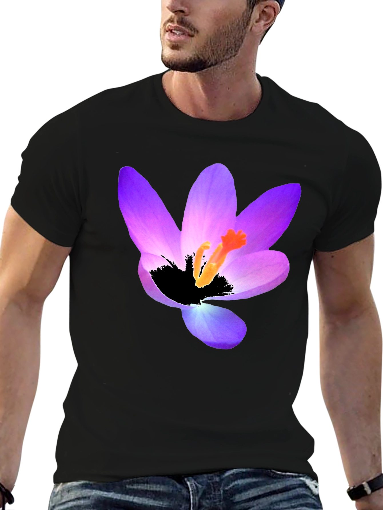 Floral Print Black T-Shirt - Stylish Mens Tee