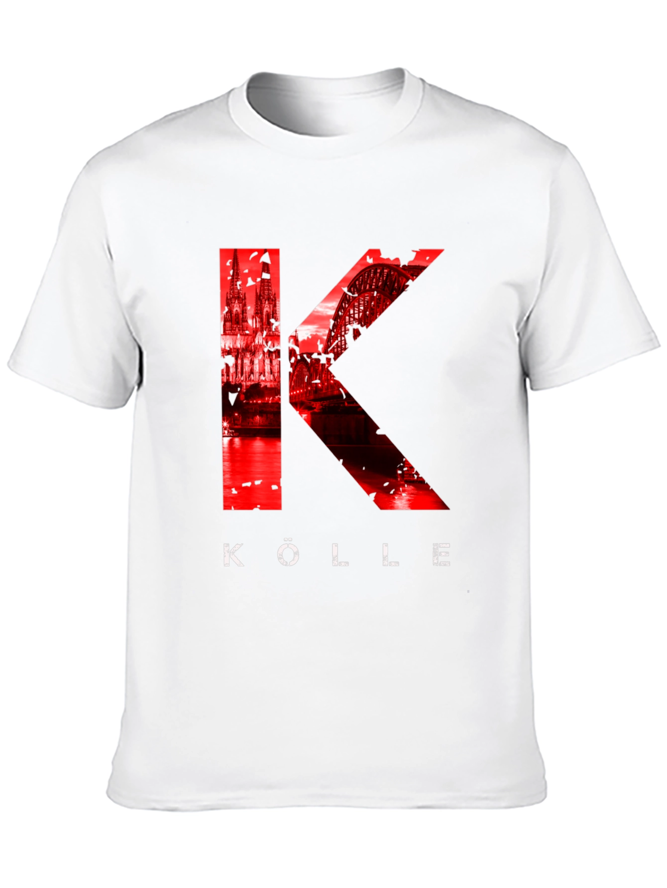 Köln T-Shirt - Red Cathedral & Bridge Graphic Tee