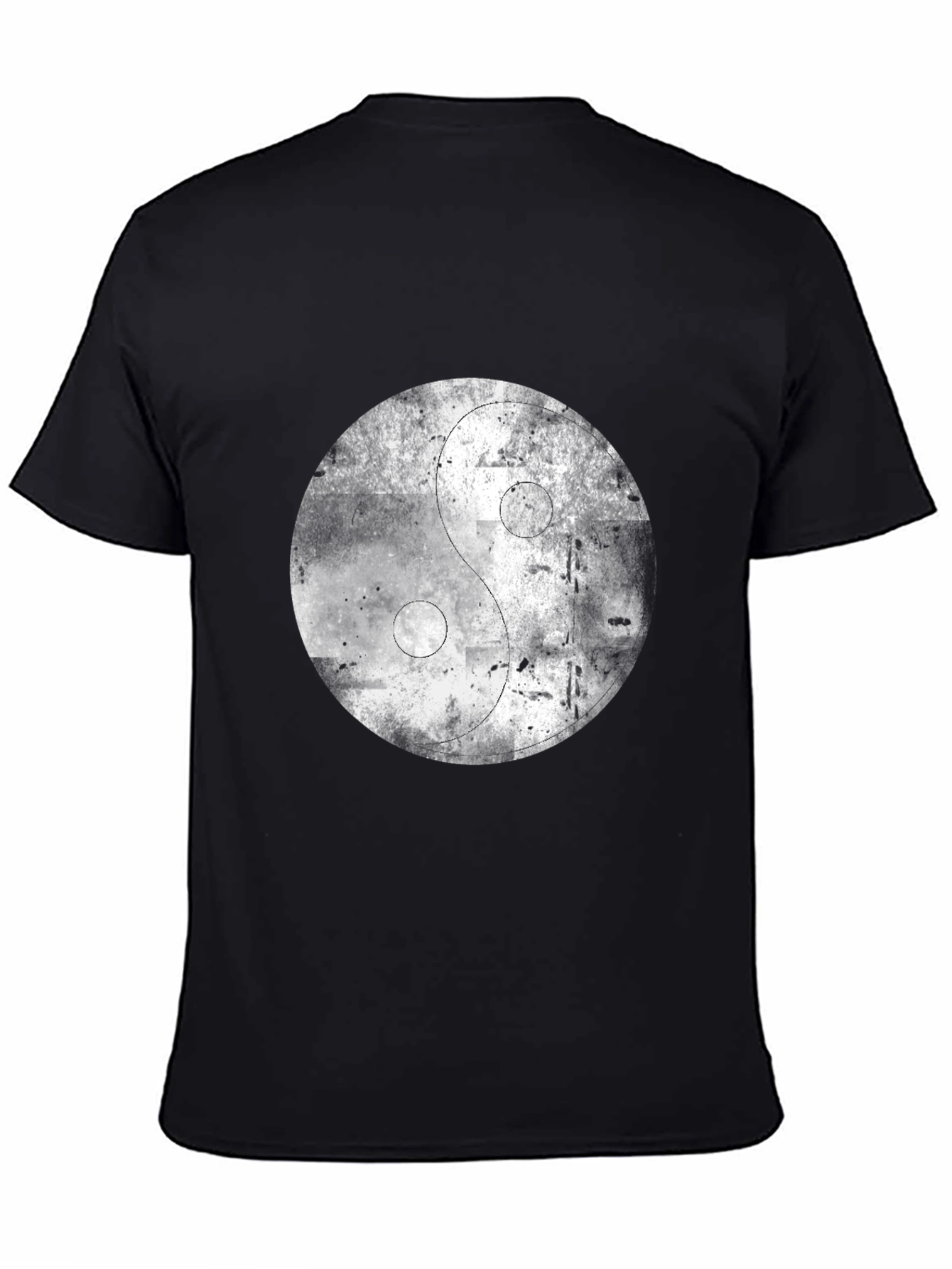 Yin Yang Distressed Graphic Black T-Shirt