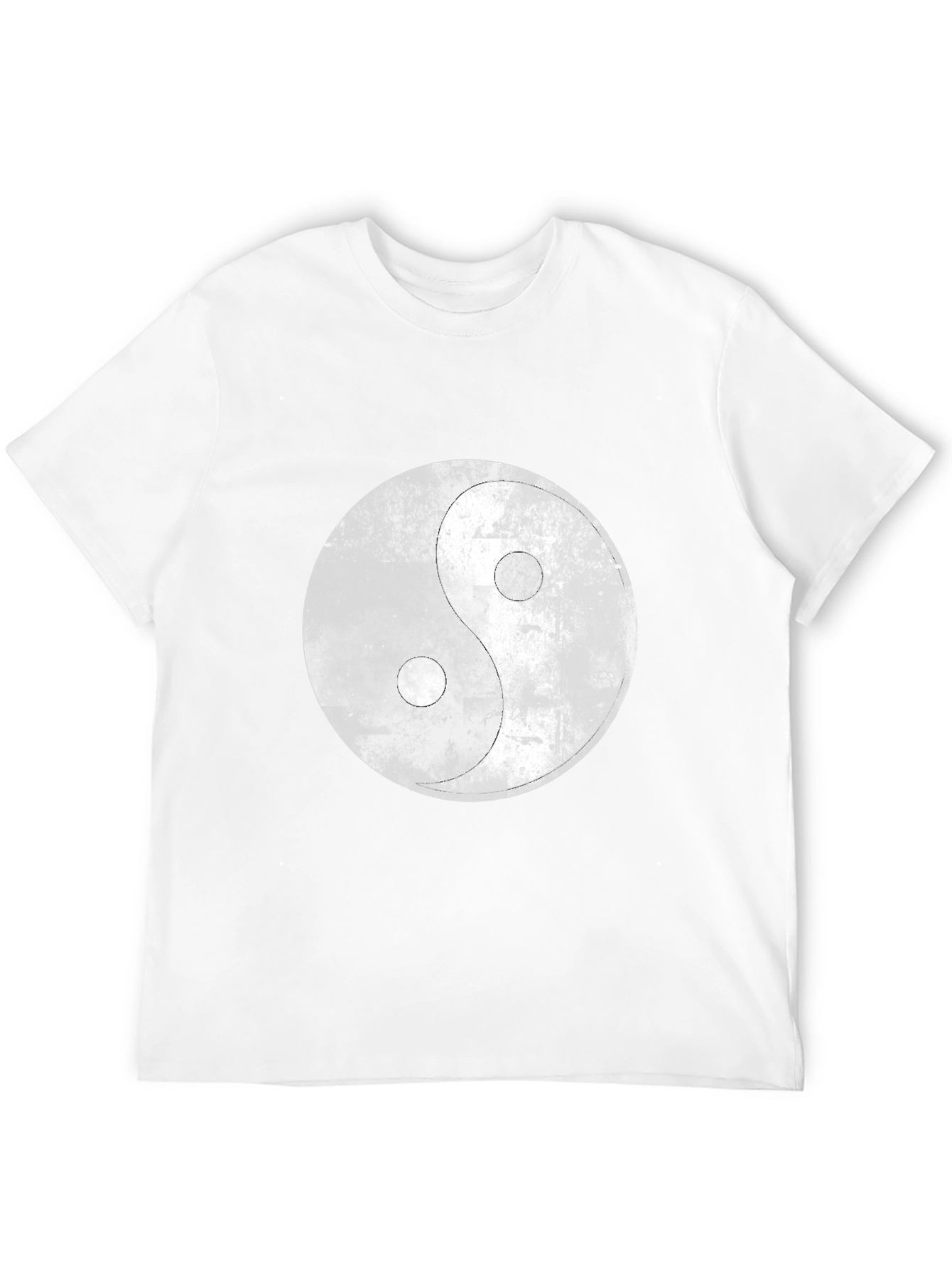 Yin Yang Distressed Graphic Black T-Shirt