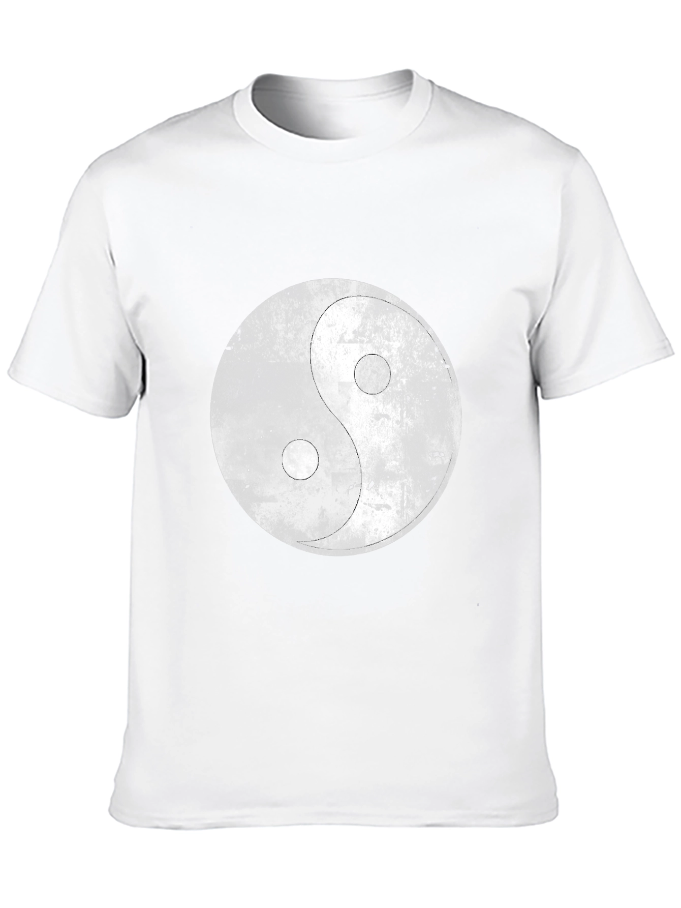 Yin Yang Distressed Graphic Black T-Shirt