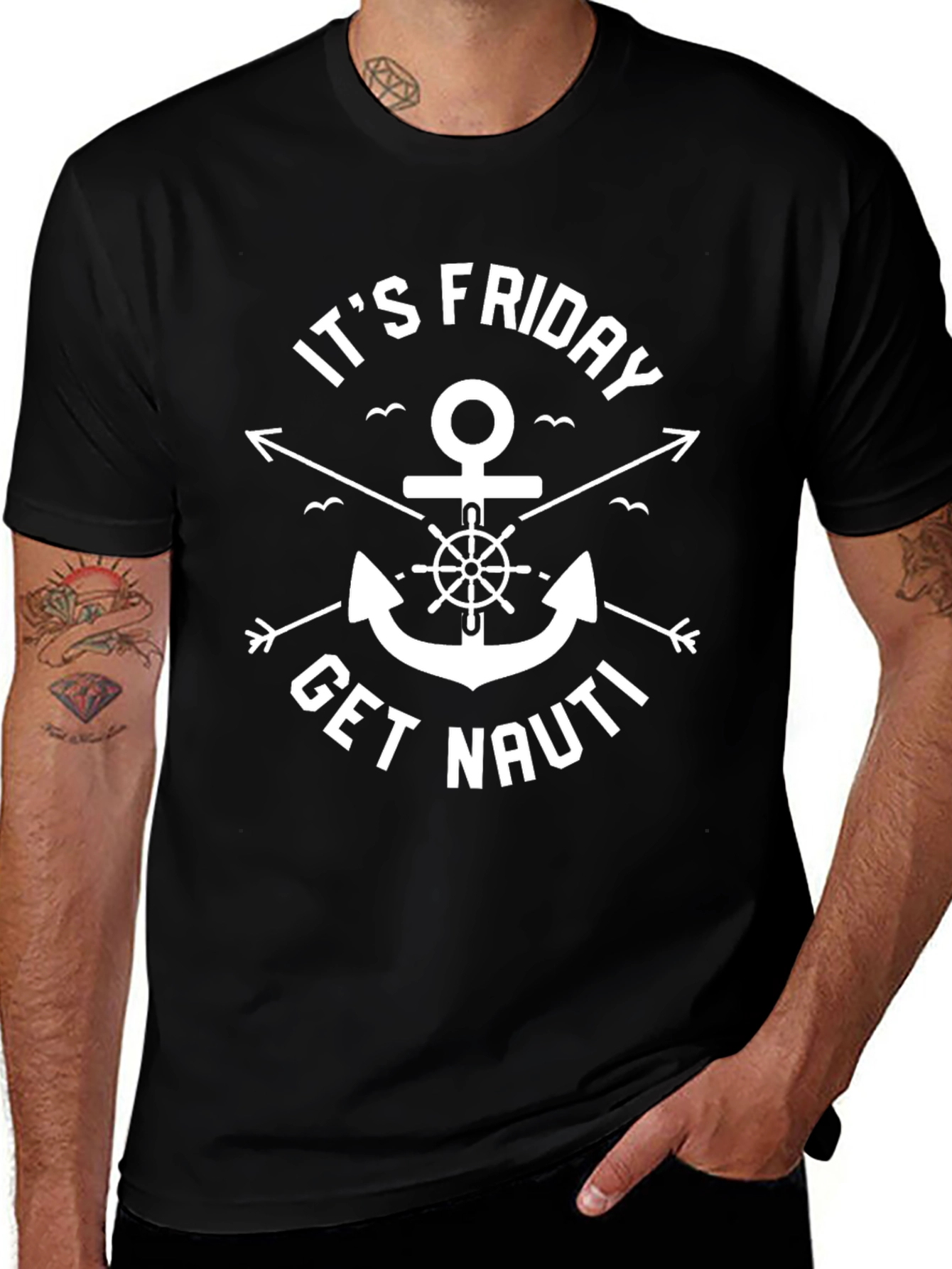 Its Friday Get Nauti Anchor Graphic T-Shirt