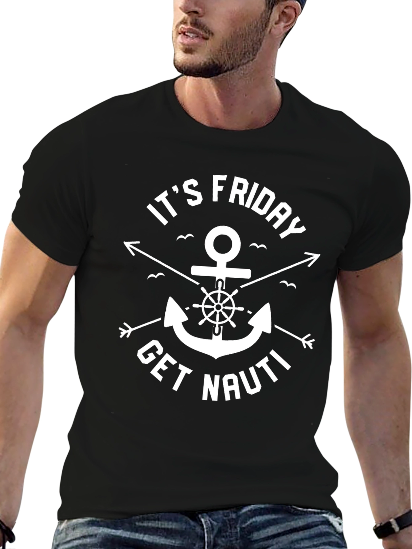 Its Friday Get Nauti Anchor Graphic T-Shirt