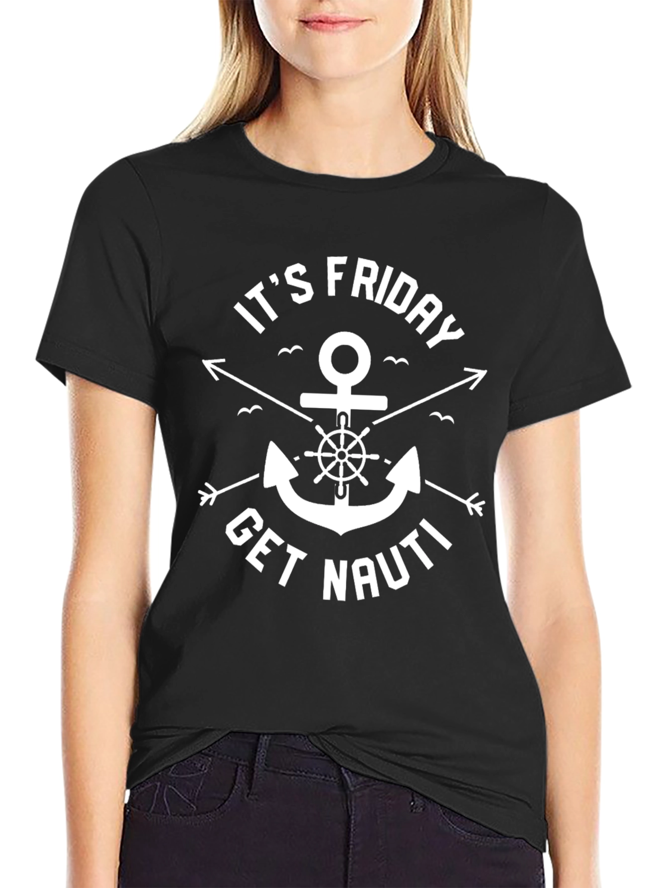 Its Friday Get Nauti Anchor Graphic T-Shirt