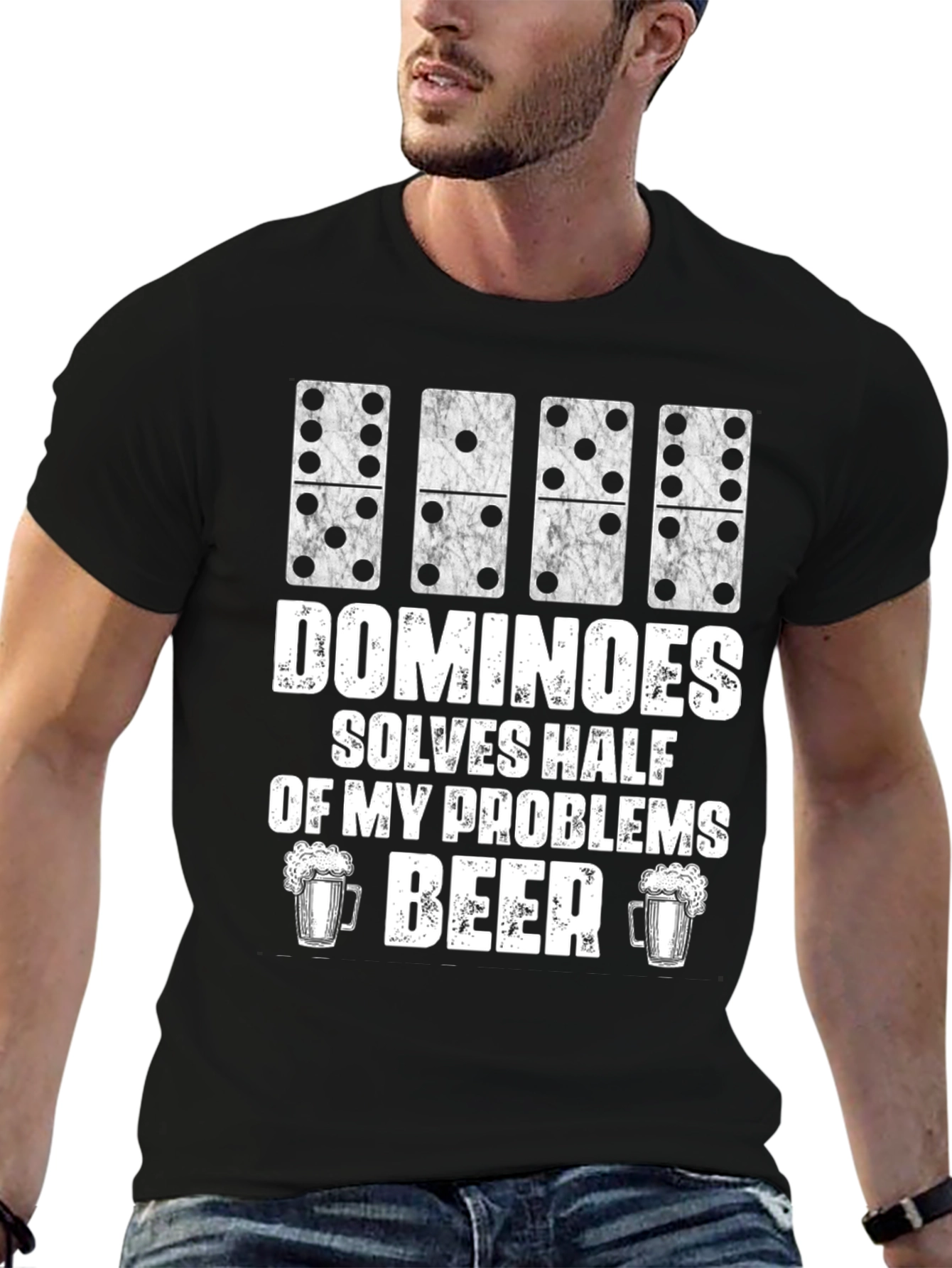 Dominoes & Beer T-Shirt - Solves Half My Problems