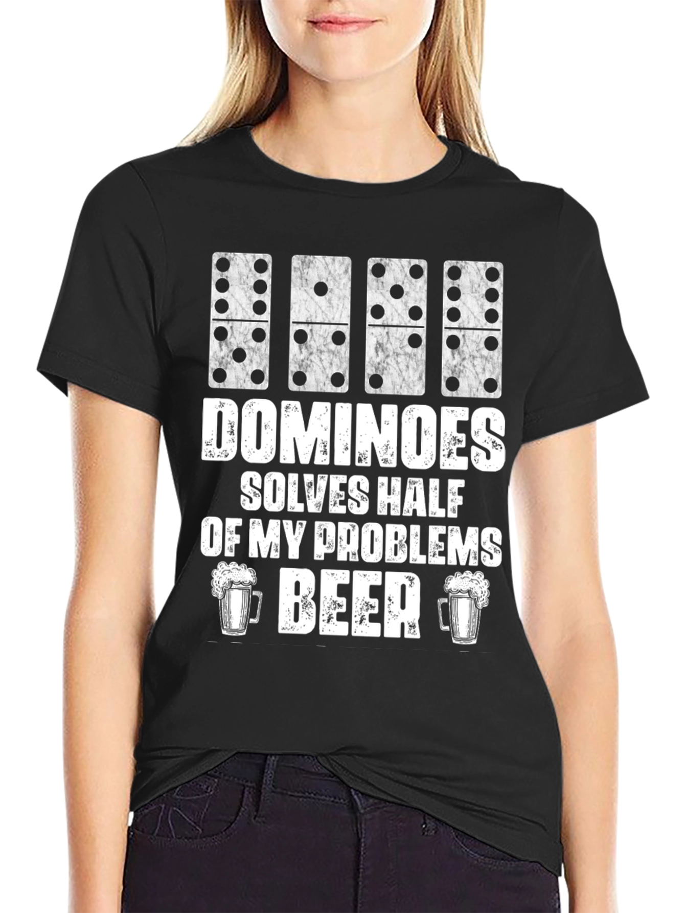 Dominoes & Beer T-Shirt - Solves Half My Problems