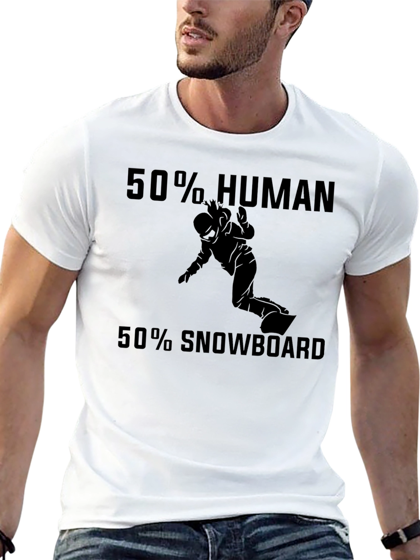 Funny Snowboarding T-Shirt: 50% Human 50% Snowboard