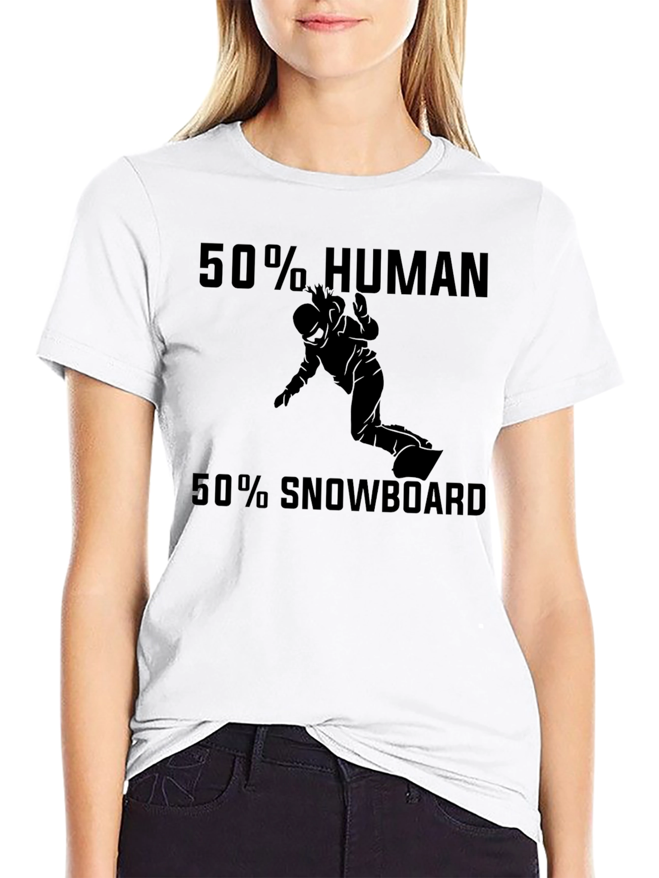 Funny Snowboarding T-Shirt: 50% Human 50% Snowboard