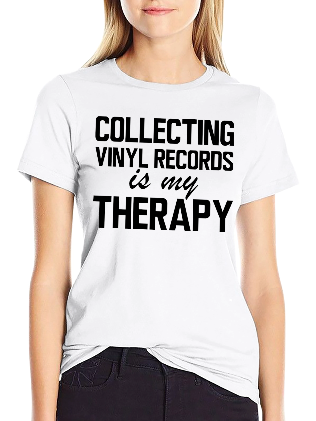 Vinyl Records Therapy T-Shirt - Black