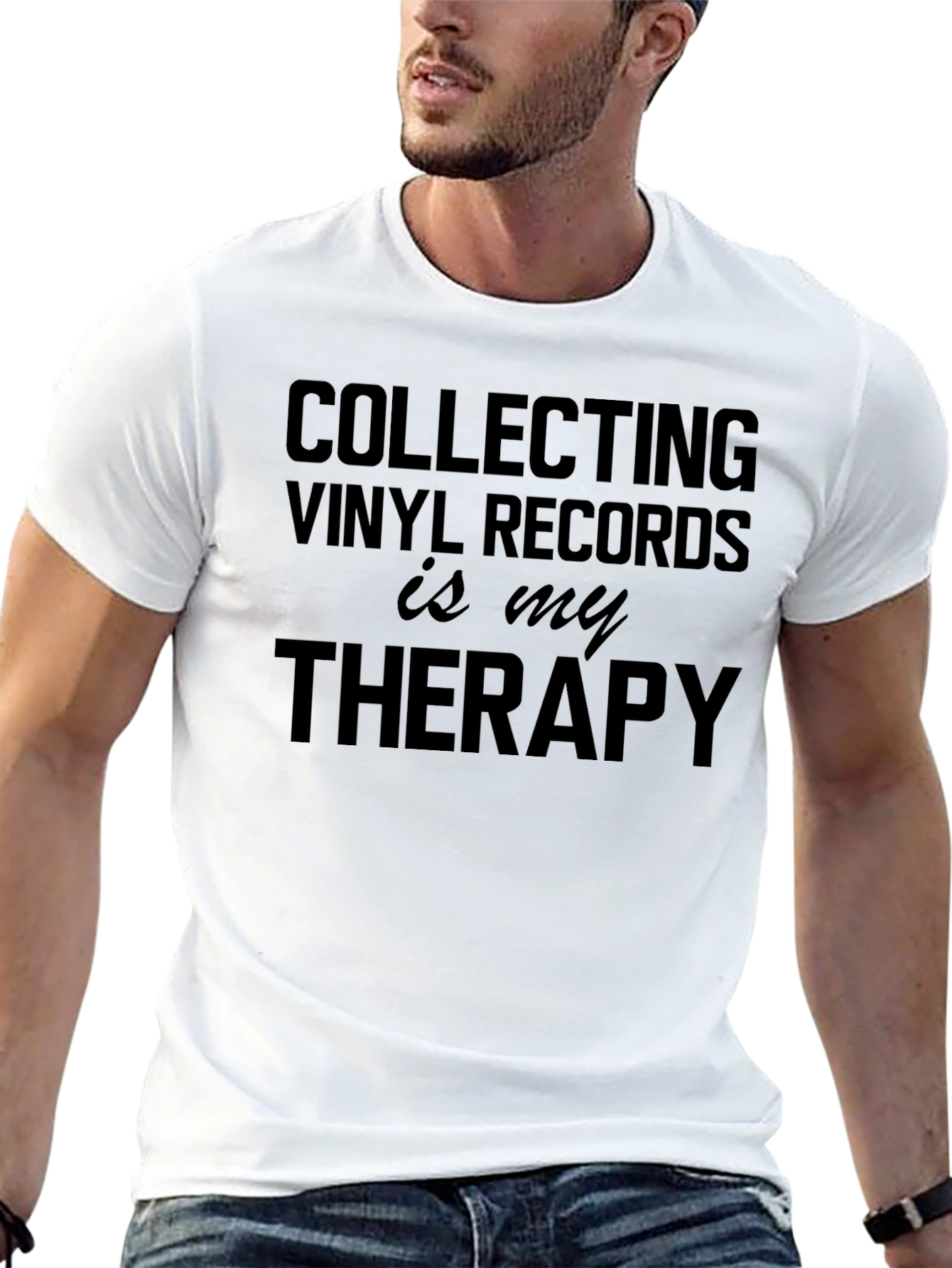 Vinyl Records Therapy T-Shirt - Black