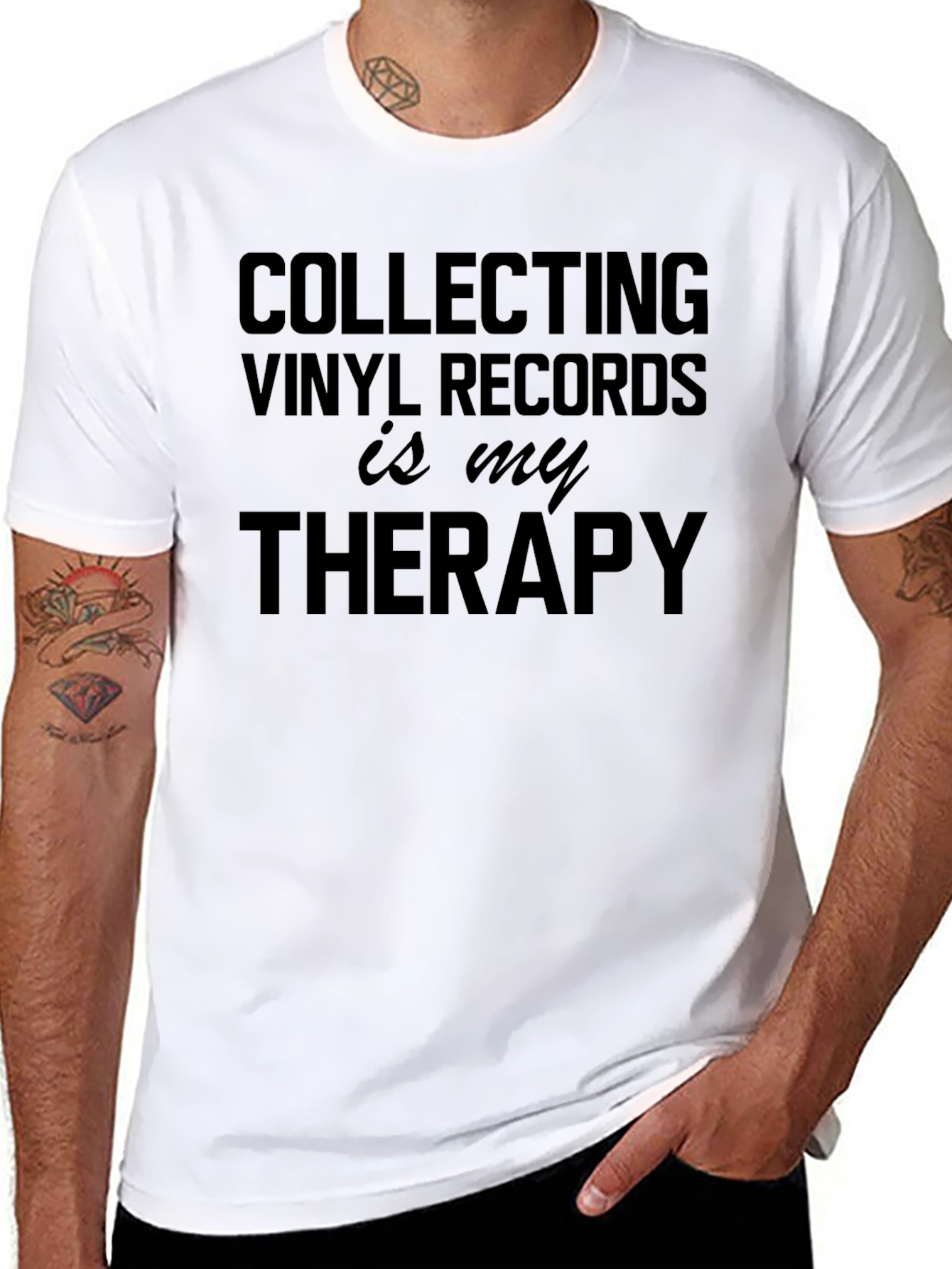 Vinyl Records Therapy T-Shirt - Black